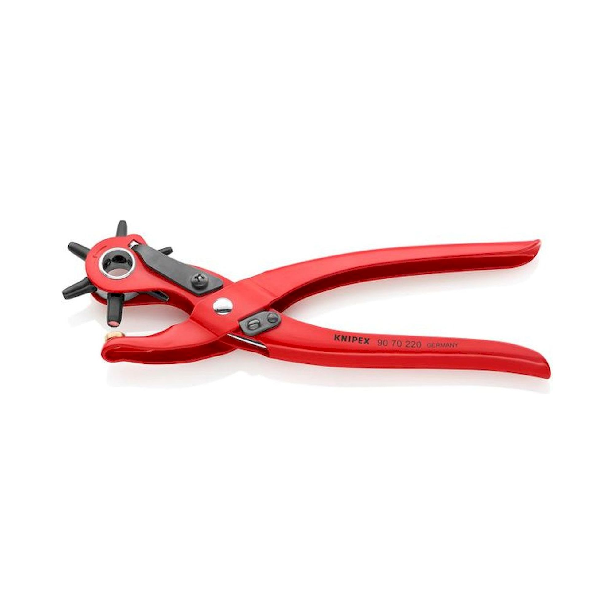 Knipex 90 70 220. Pince à perforer revolver, revêtement par poudre rouge, 220 mm