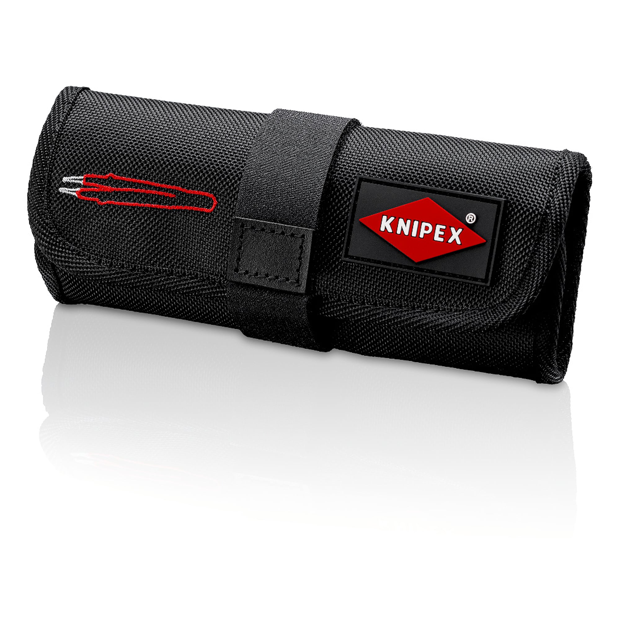 Universal tweezers set insulated, 5 pieces, to IEC 60900, in a tool roll with 5 compartments