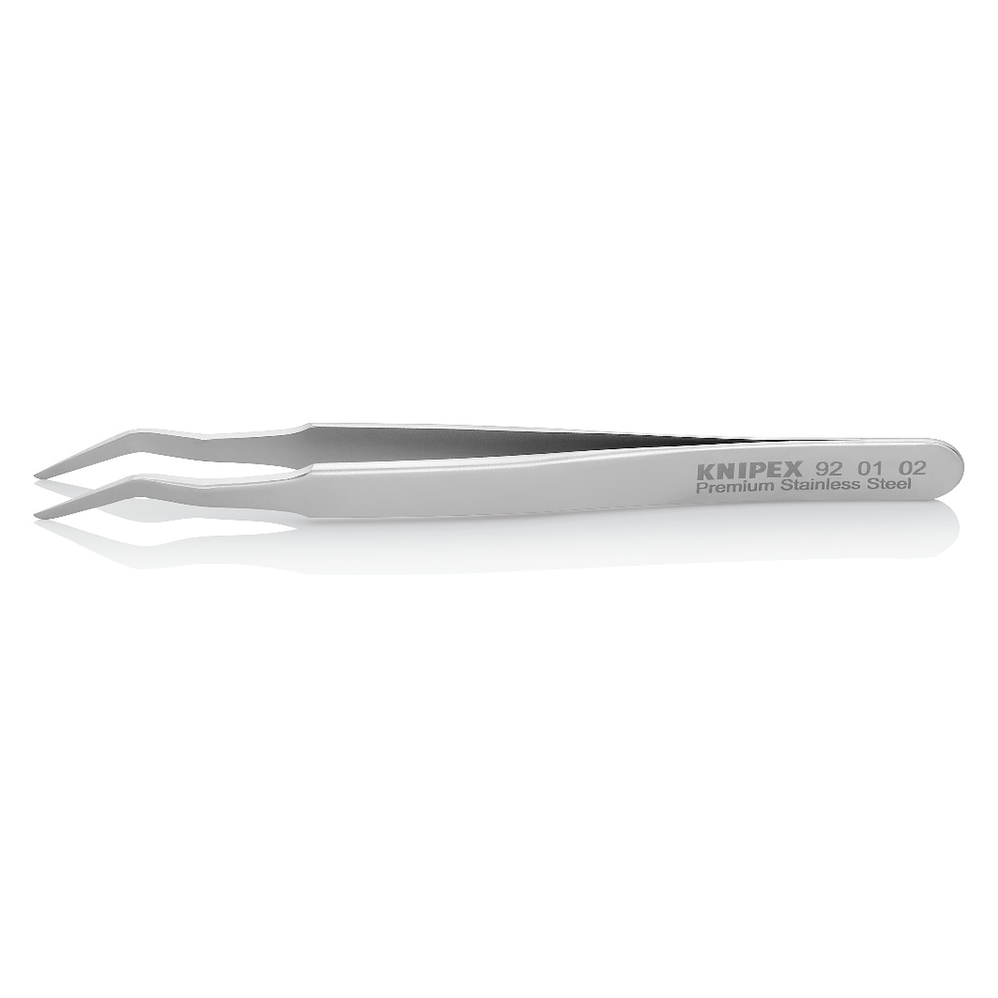 SMD precision tweezers double angled 35°, tip width 0.15 mm, stainless steel, 120 mm