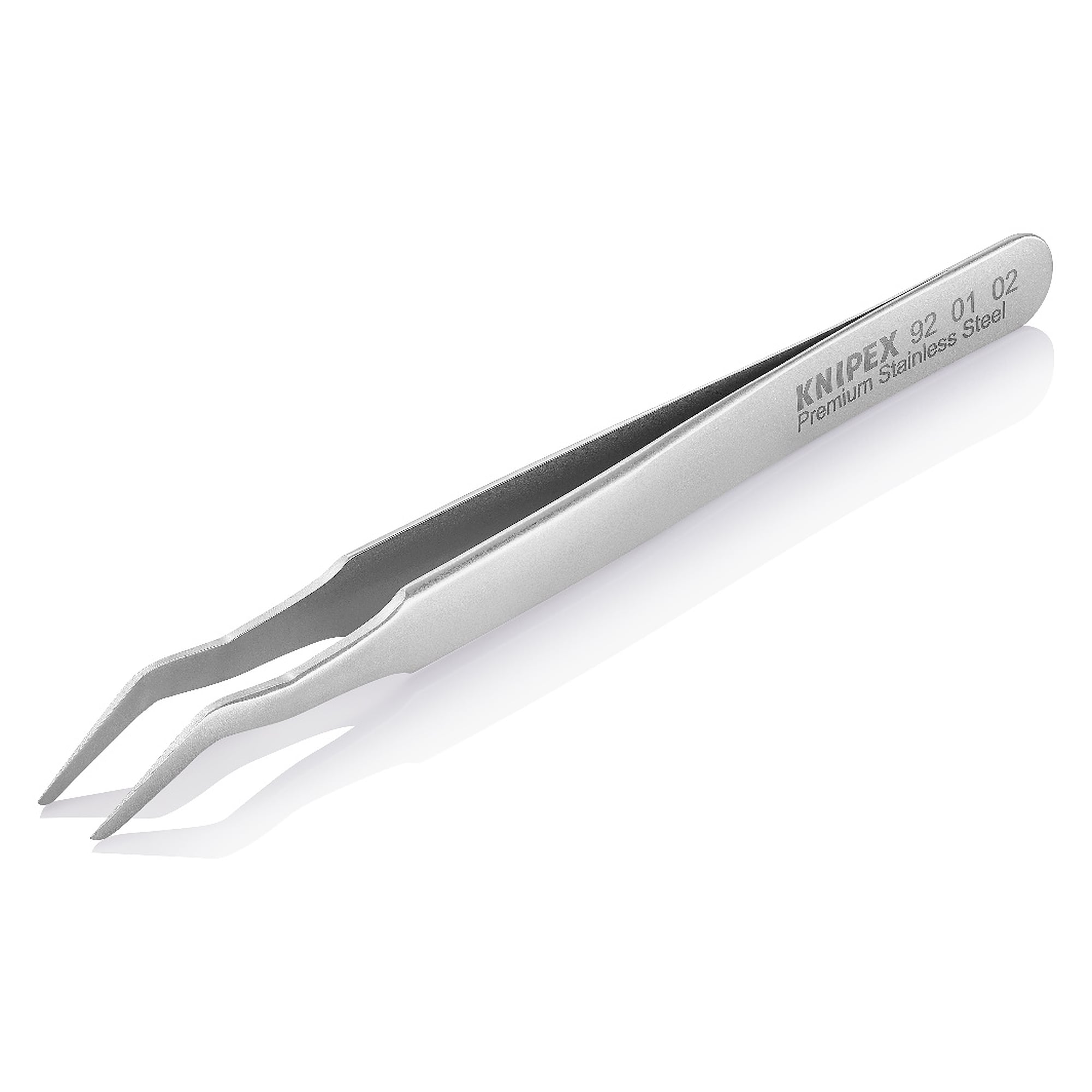 SMD precision tweezers double angled 35°, tip width 0.15 mm, stainless steel, 120 mm