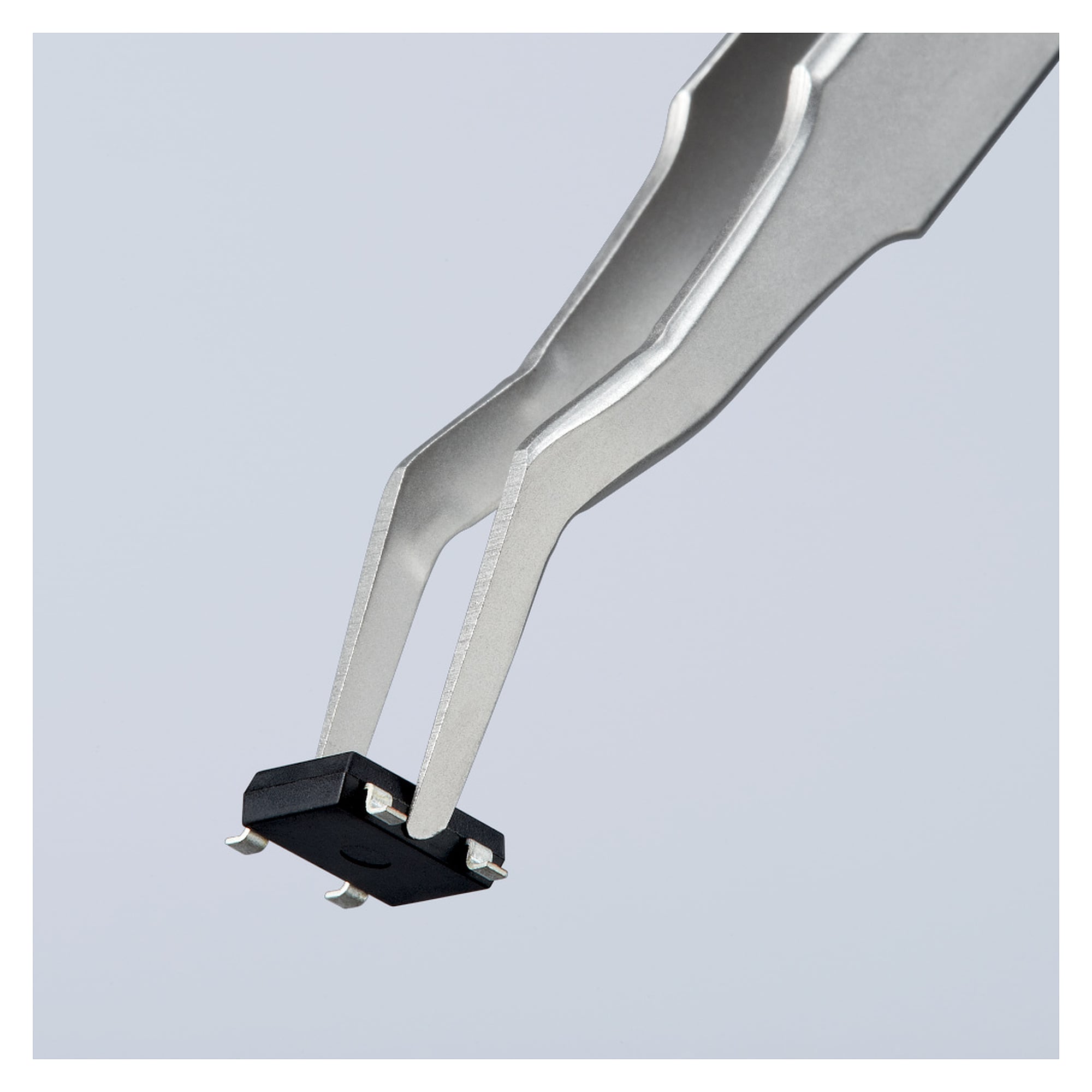 SMD precision tweezers double angled 35°, tip width 0.15 mm, stainless steel, 120 mm