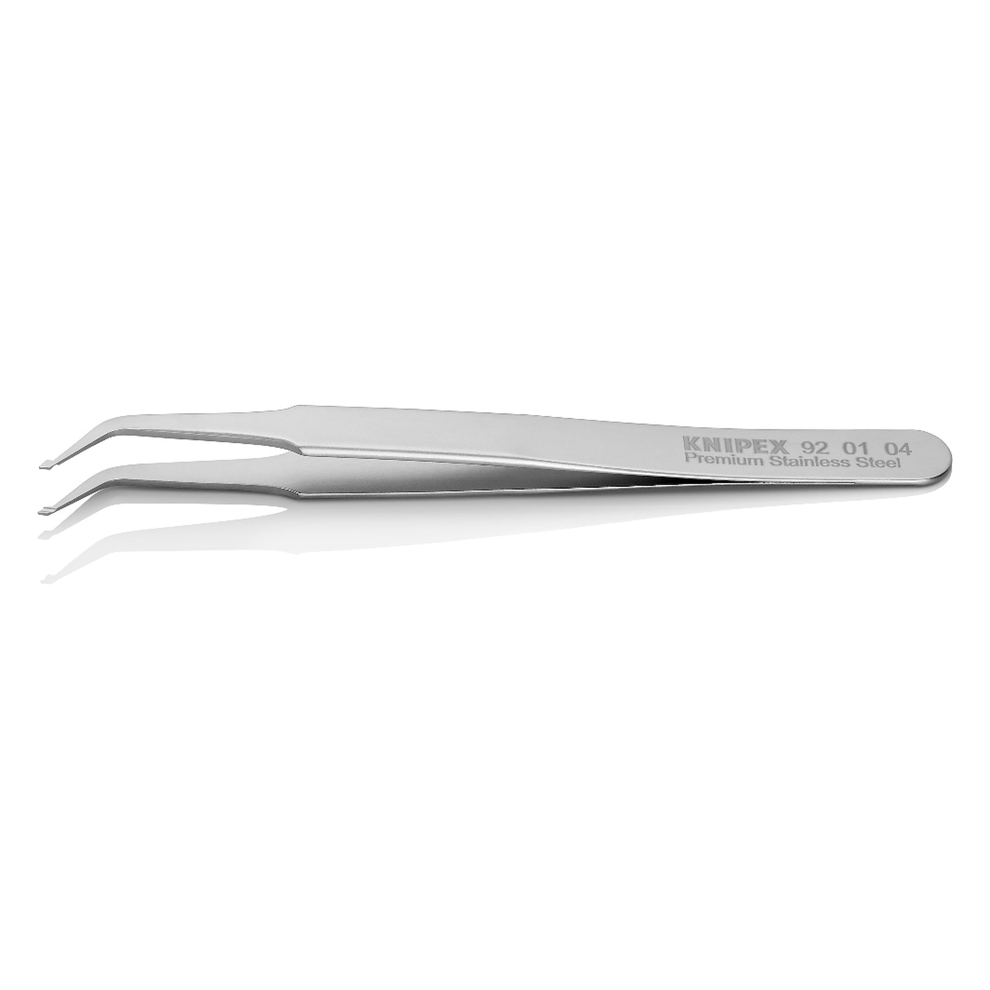 SMD precision tweezers angled 45°, tip width 0.5 mm, stainless steel, 115 mm