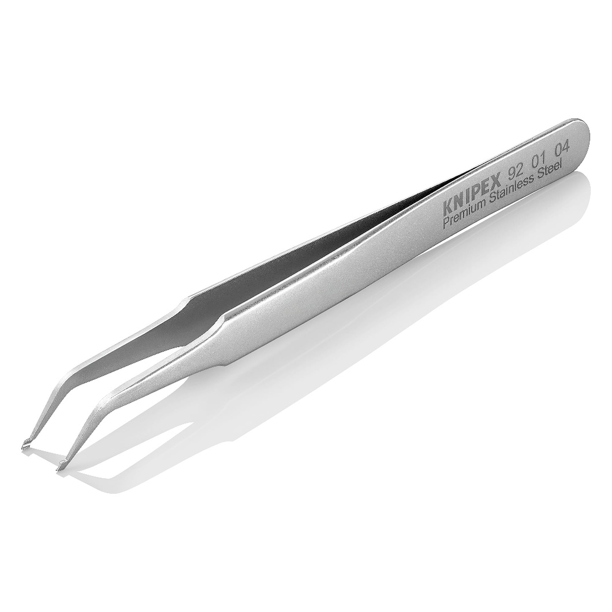 SMD precision tweezers angled 45°, tip width 0.5 mm, stainless steel, 115 mm