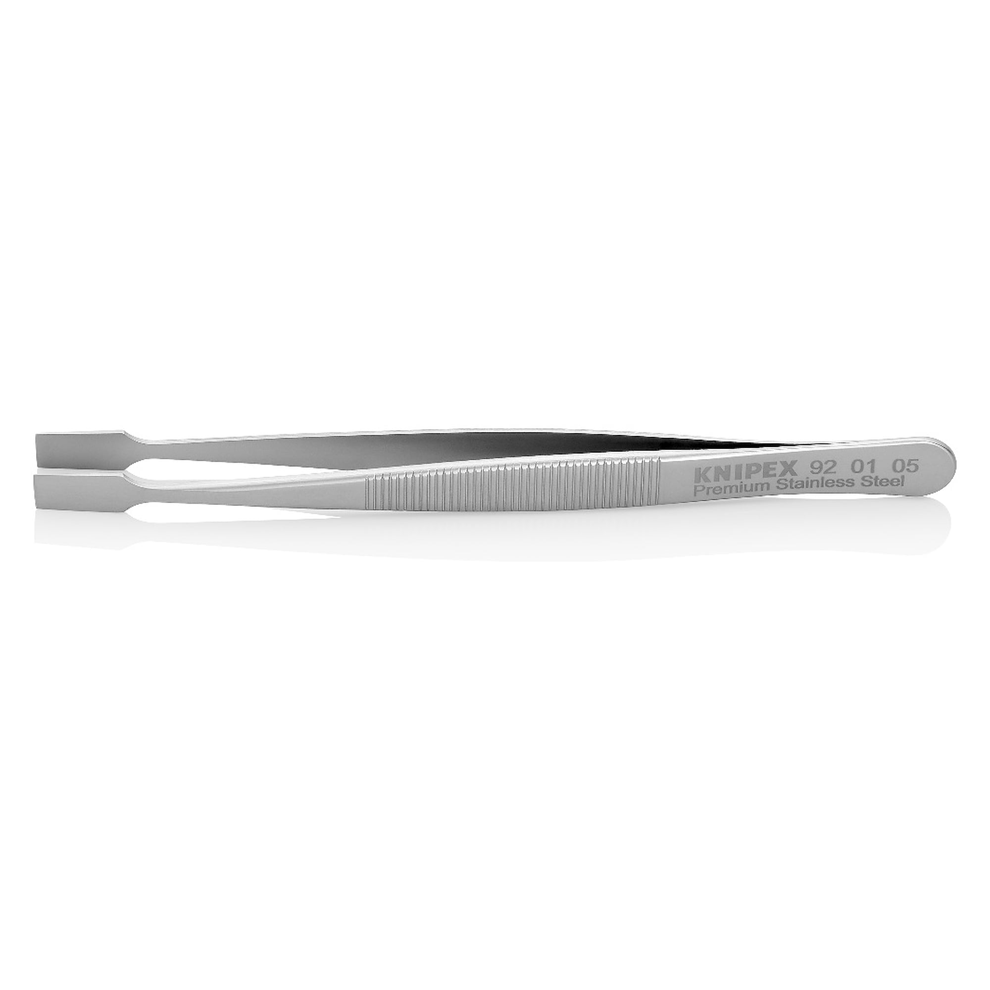 Universalpinzette gerade mit stumpfer Spitze, geriffelte Griffe, Premium-Edelstahl, 120 mm