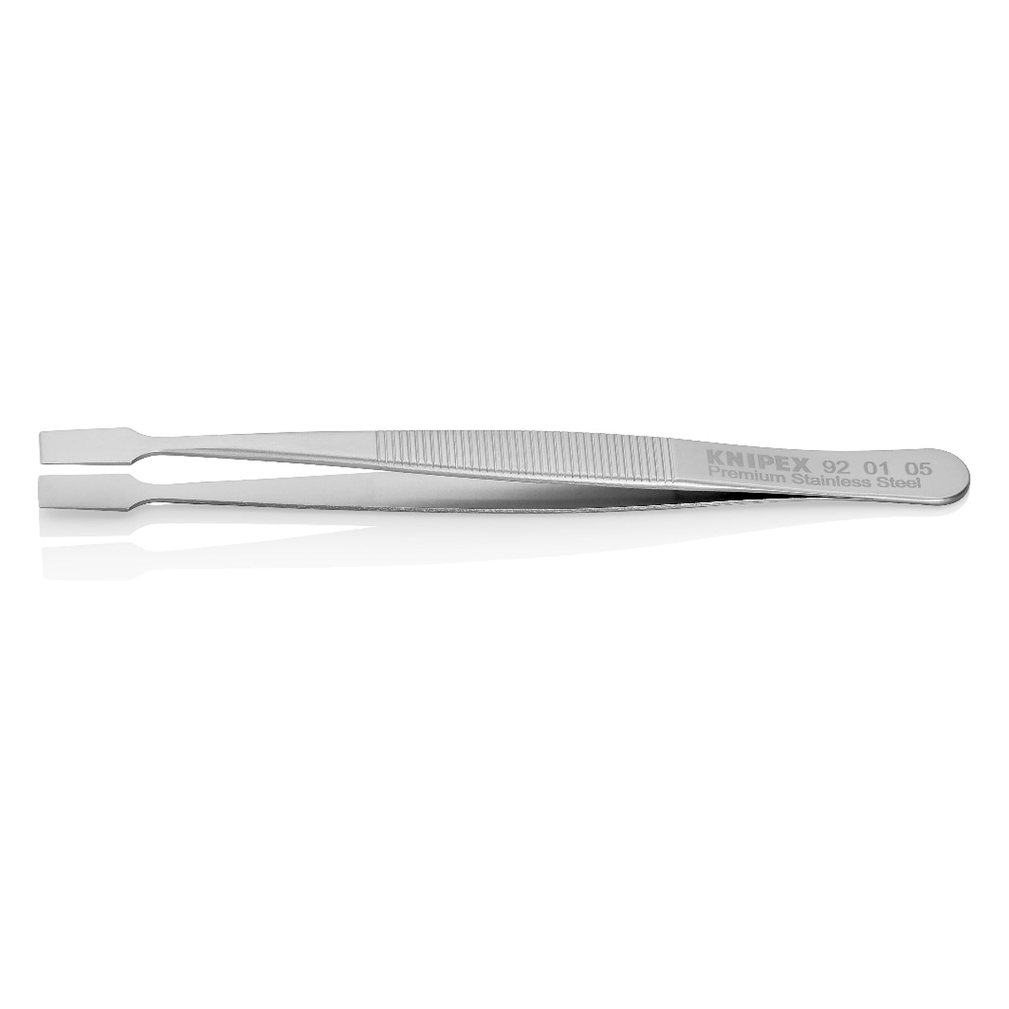 Universalpinzette gerade mit stumpfer Spitze, geriffelte Griffe, Premium-Edelstahl, 120 mm
