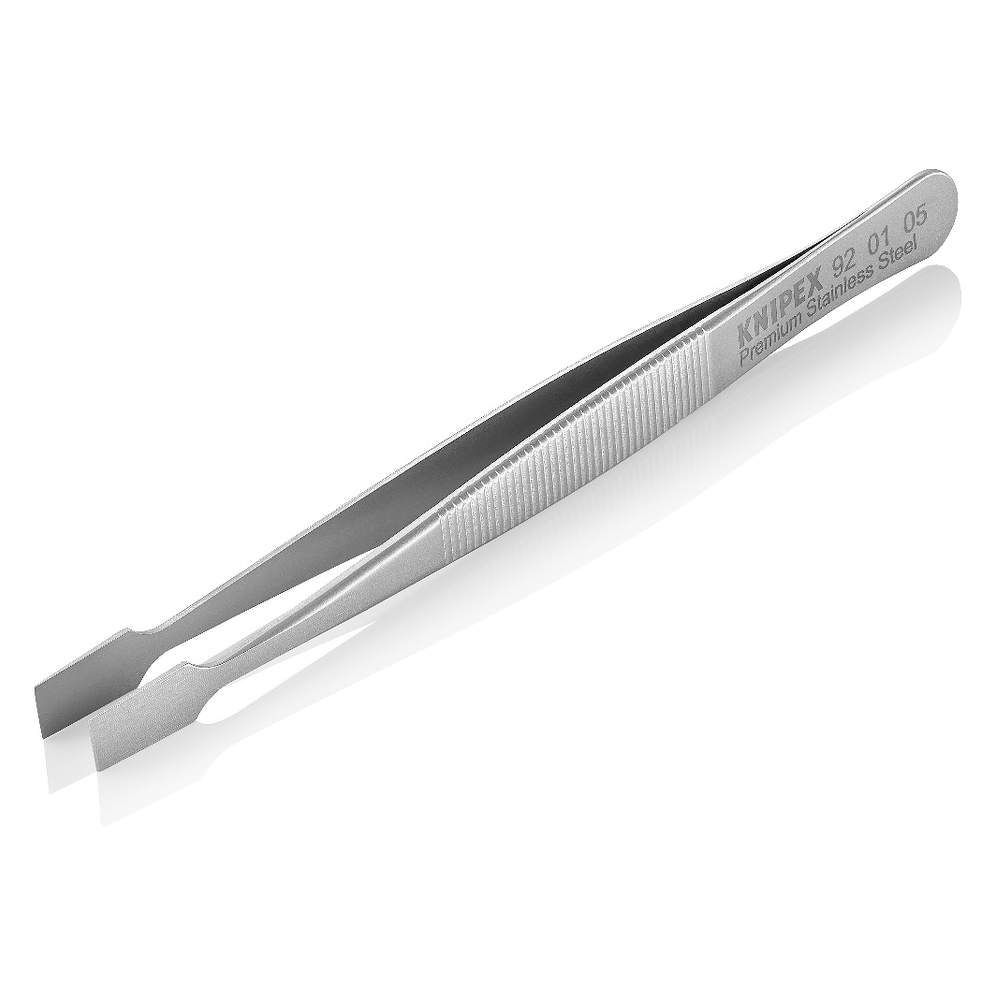 Universalpinzette gerade mit stumpfer Spitze, geriffelte Griffe, Premium-Edelstahl, 120 mm