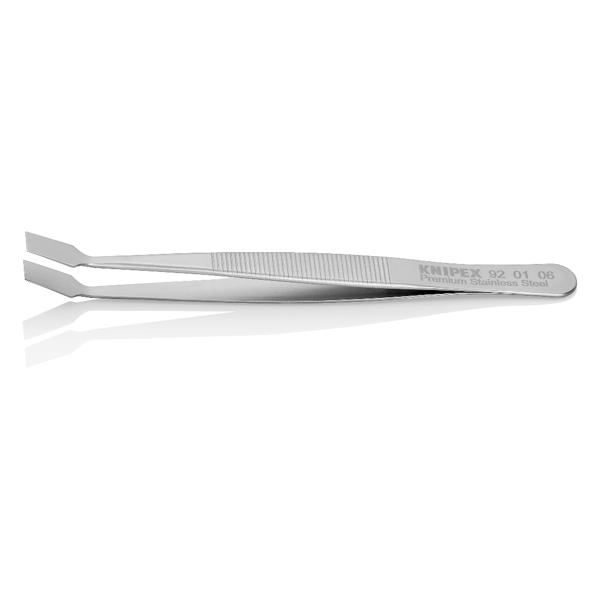 Universalpinzette gewinkelt 30°, Premium-Edelstahl, stumpfe Spitzen, 120 mm