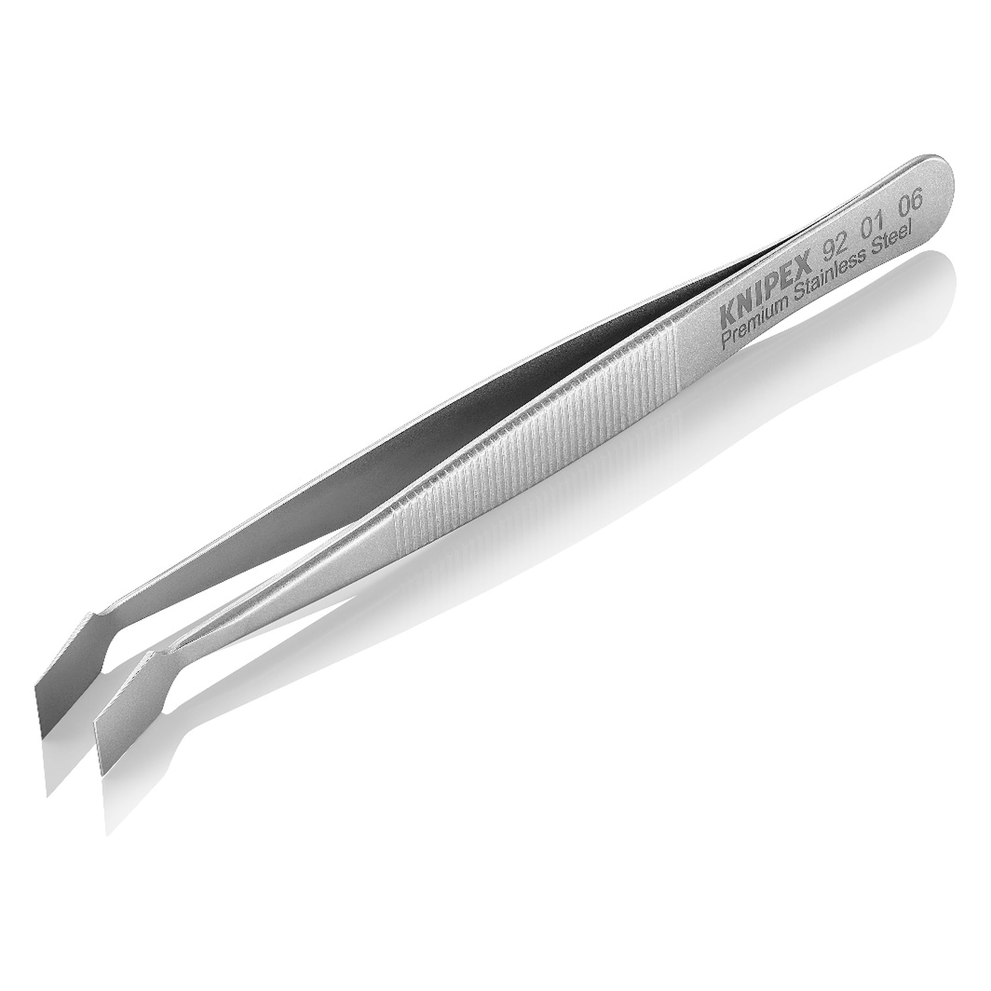 Universalpinzette gewinkelt 30°, Premium-Edelstahl, stumpfe Spitzen, 120 mm