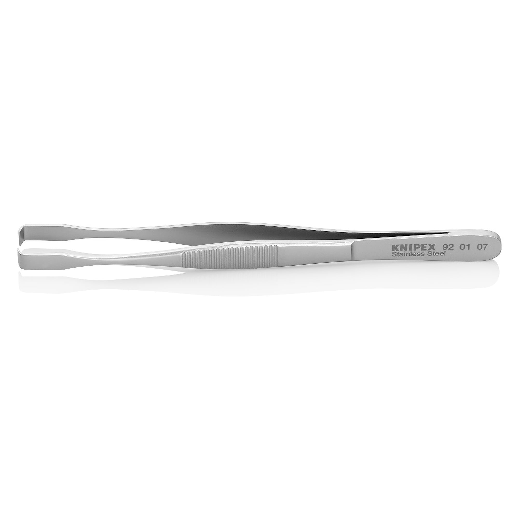 Positioning tweezers angled 90°, stainless steel, for THT and PIH assembly, 143 mm