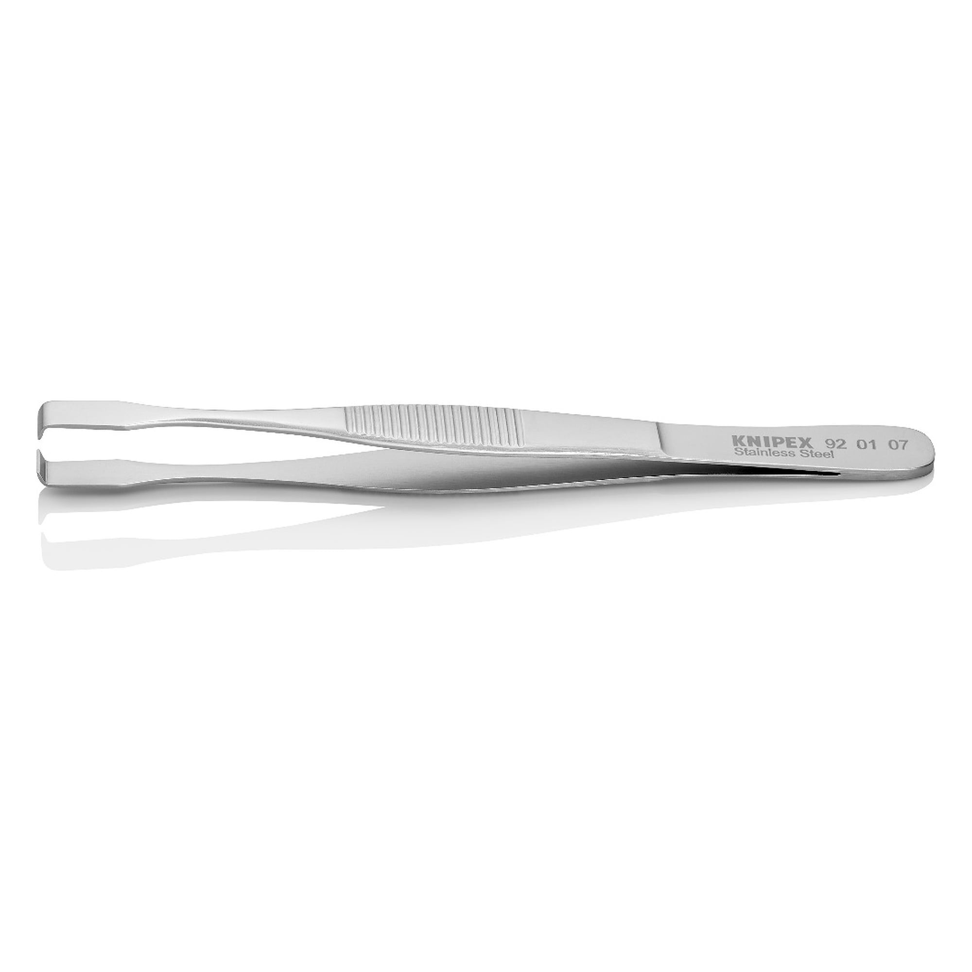 Positioning tweezers angled 90°, stainless steel, for THT and PIH assembly, 143 mm
