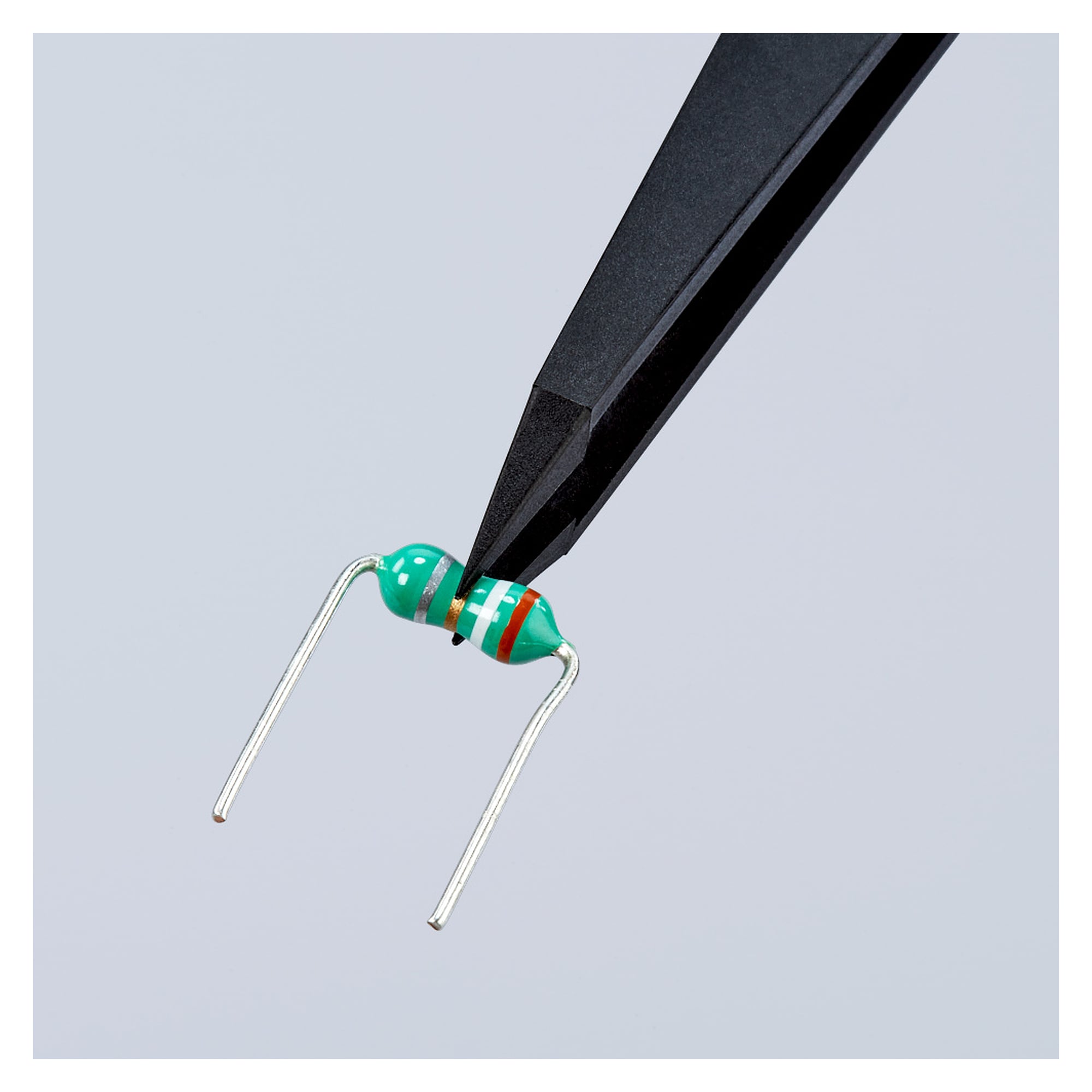 Brucelles en plastique ESD droites, pointes aiguilles 0,3 mm, fibres de carbone, 115 mm