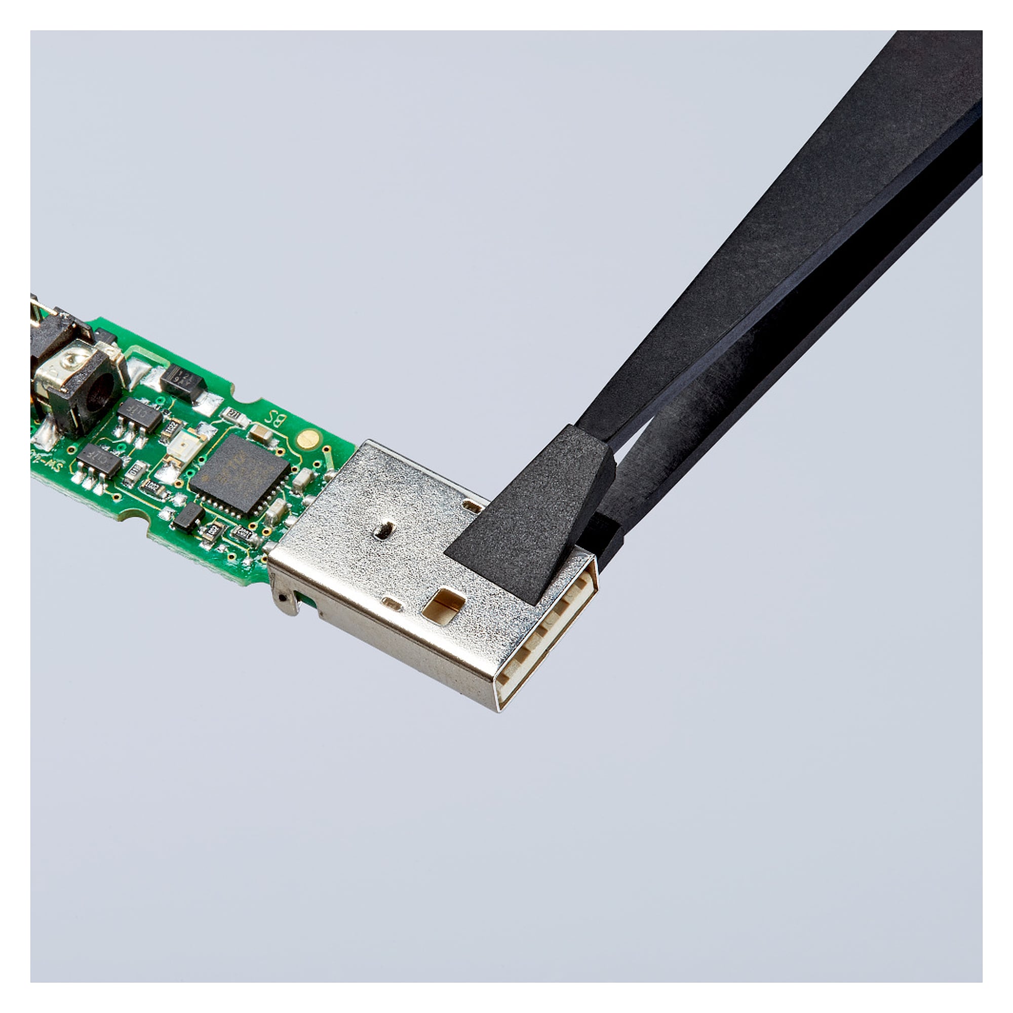 ESD Kunststoffpinzette gerade mit stumpfer Spitze, kohlenstofffaserverstärkt, ableitend, 115 mm