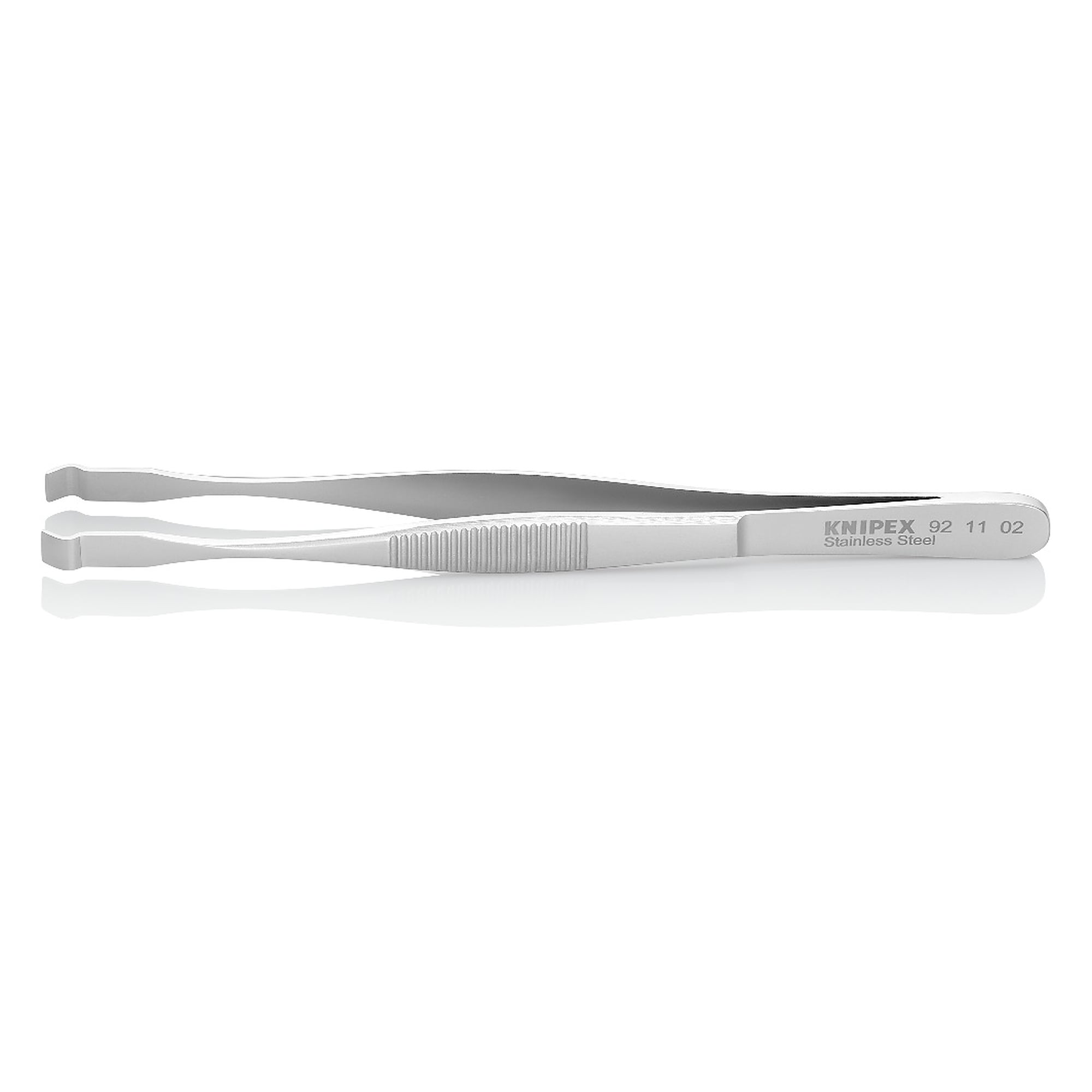 Positioning tweezers, straight, for THT and PIH assembly, stainless steel, antimagnetic, 145 mm