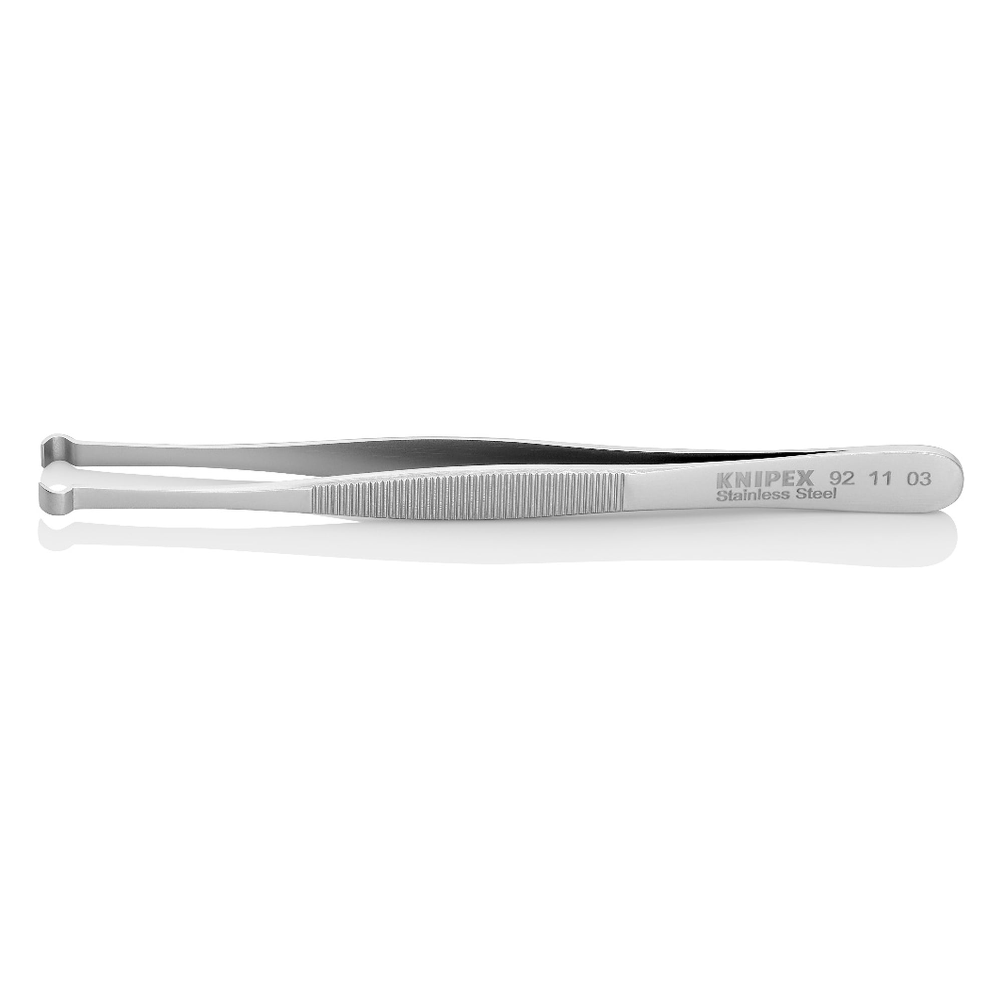 Positioning tweezers, straight, for THT and PIH assembly, stainless steel, antimagnetic, 122 mm