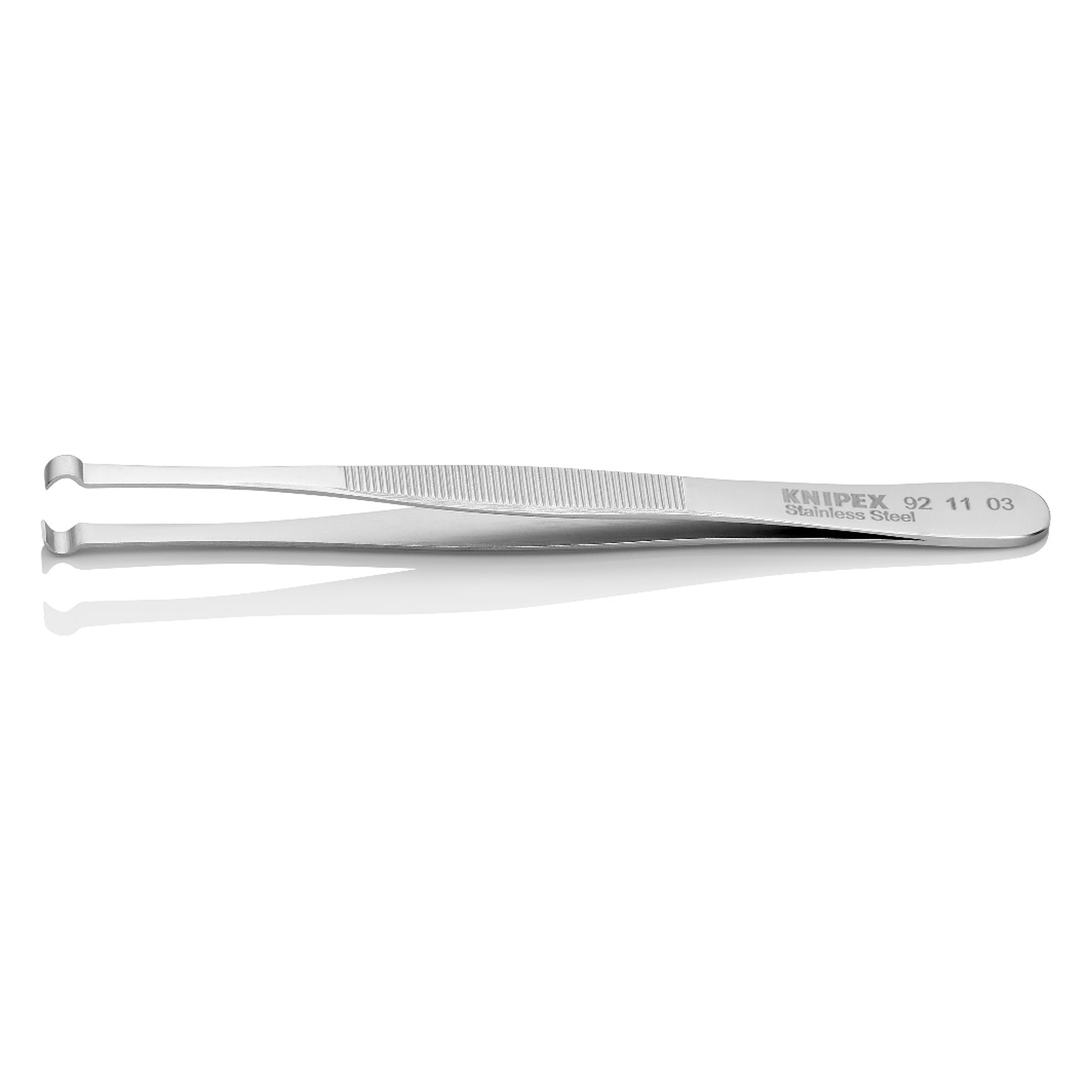 Positioning tweezers, straight, for THT and PIH assembly, stainless steel, antimagnetic, 122 mm