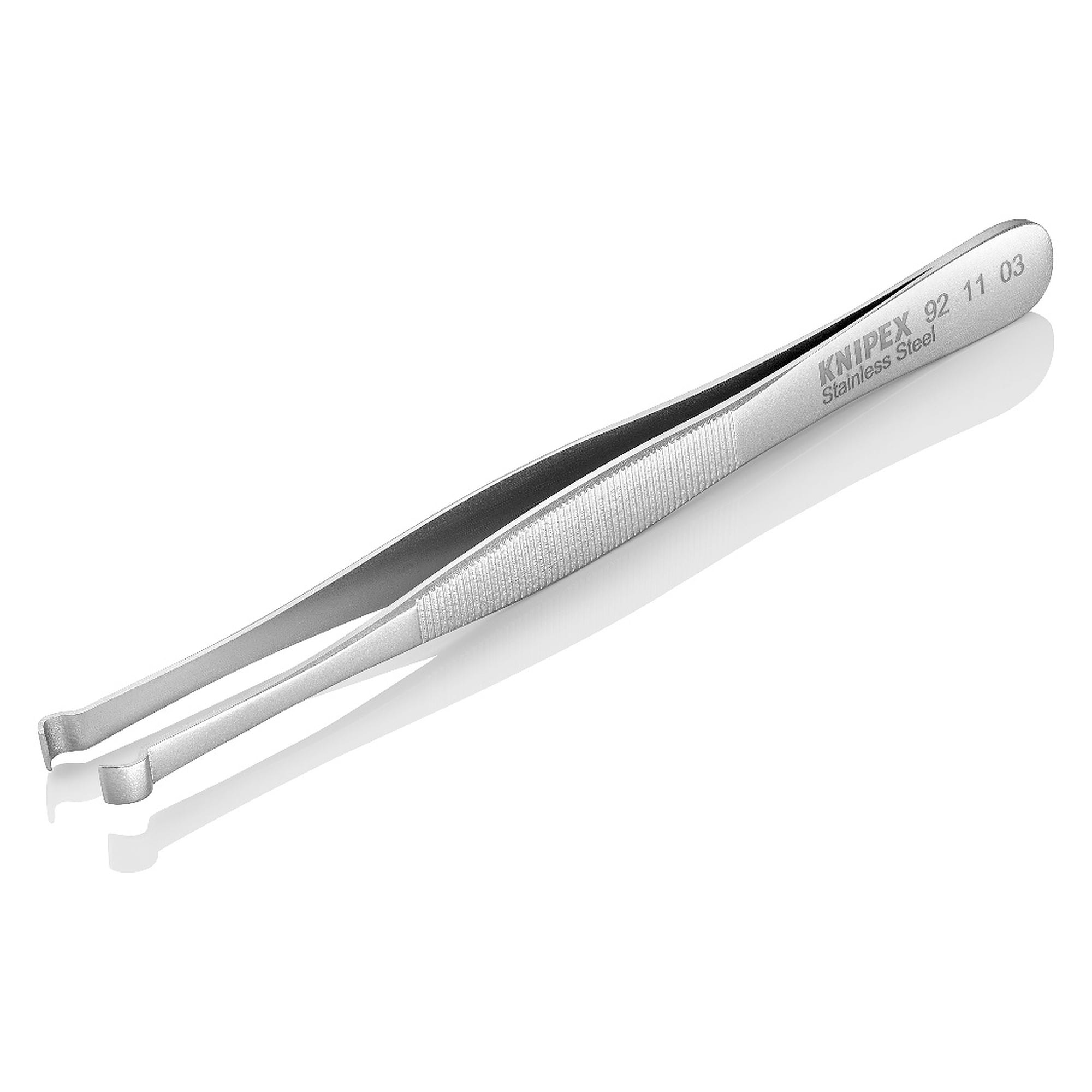 Positioning tweezers, straight, for THT and PIH assembly, stainless steel, antimagnetic, 122 mm