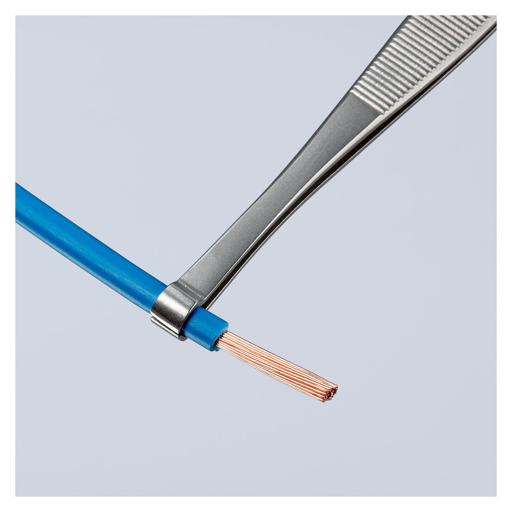 Positioning tweezers, straight, for THT and PIH assembly, stainless steel, antimagnetic, 122 mm