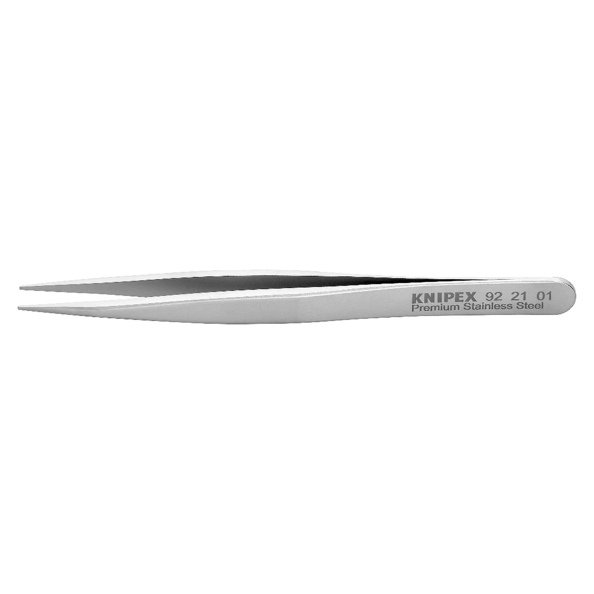 Präzisionspinzette spitz aus Premium-Edelstahl, Spitzenbreite 0,5 mm, handgefertigt, 120 mm