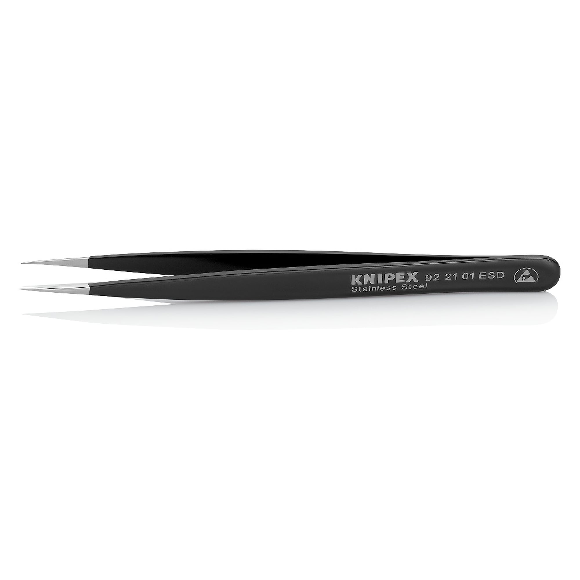 Universalpinzette ESD gerade, nadelspitz, Spitzenbreite 0,2 mm, Edelstahl, 125 mm
