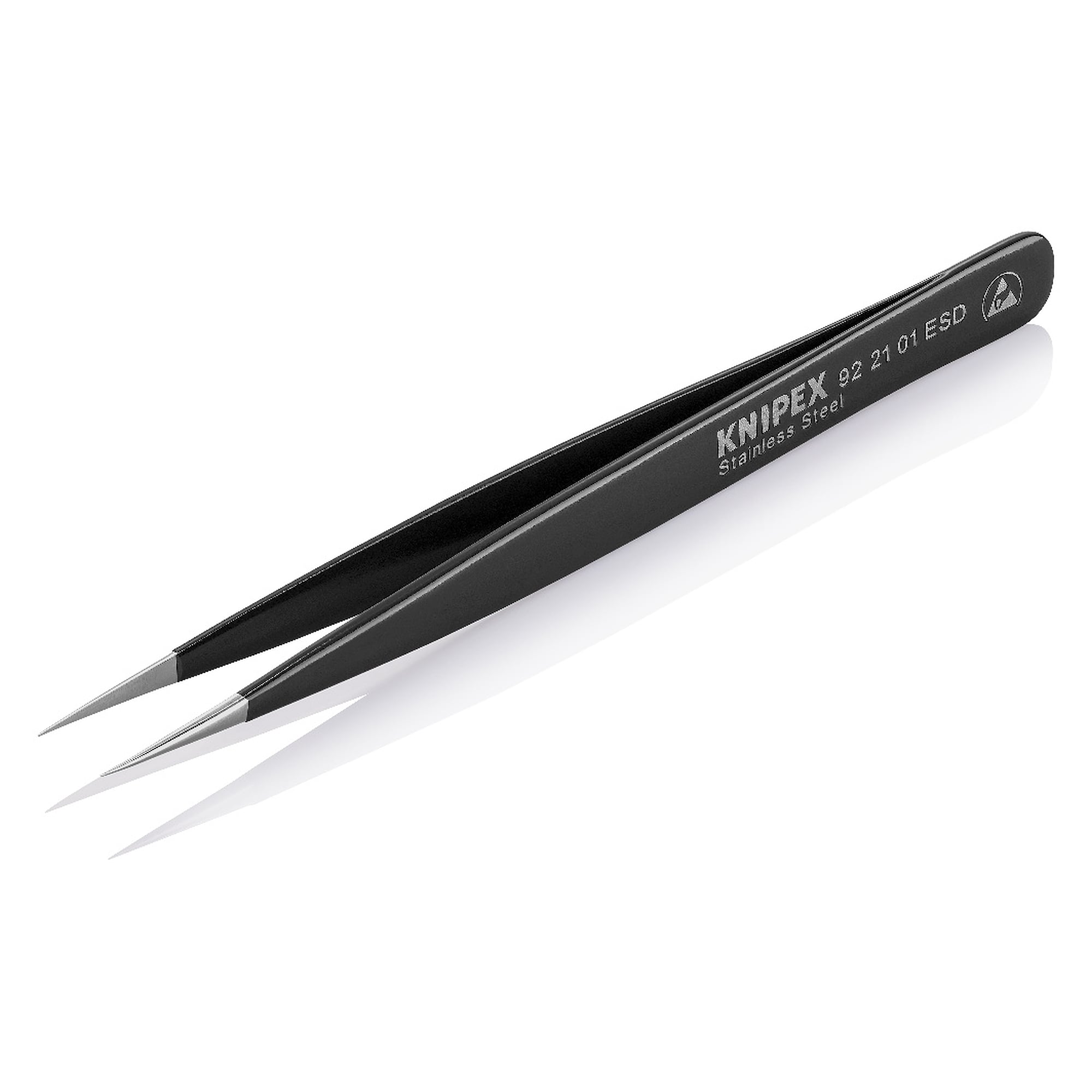 Universalpinzette ESD gerade, nadelspitz, Spitzenbreite 0,2 mm, Edelstahl, 125 mm