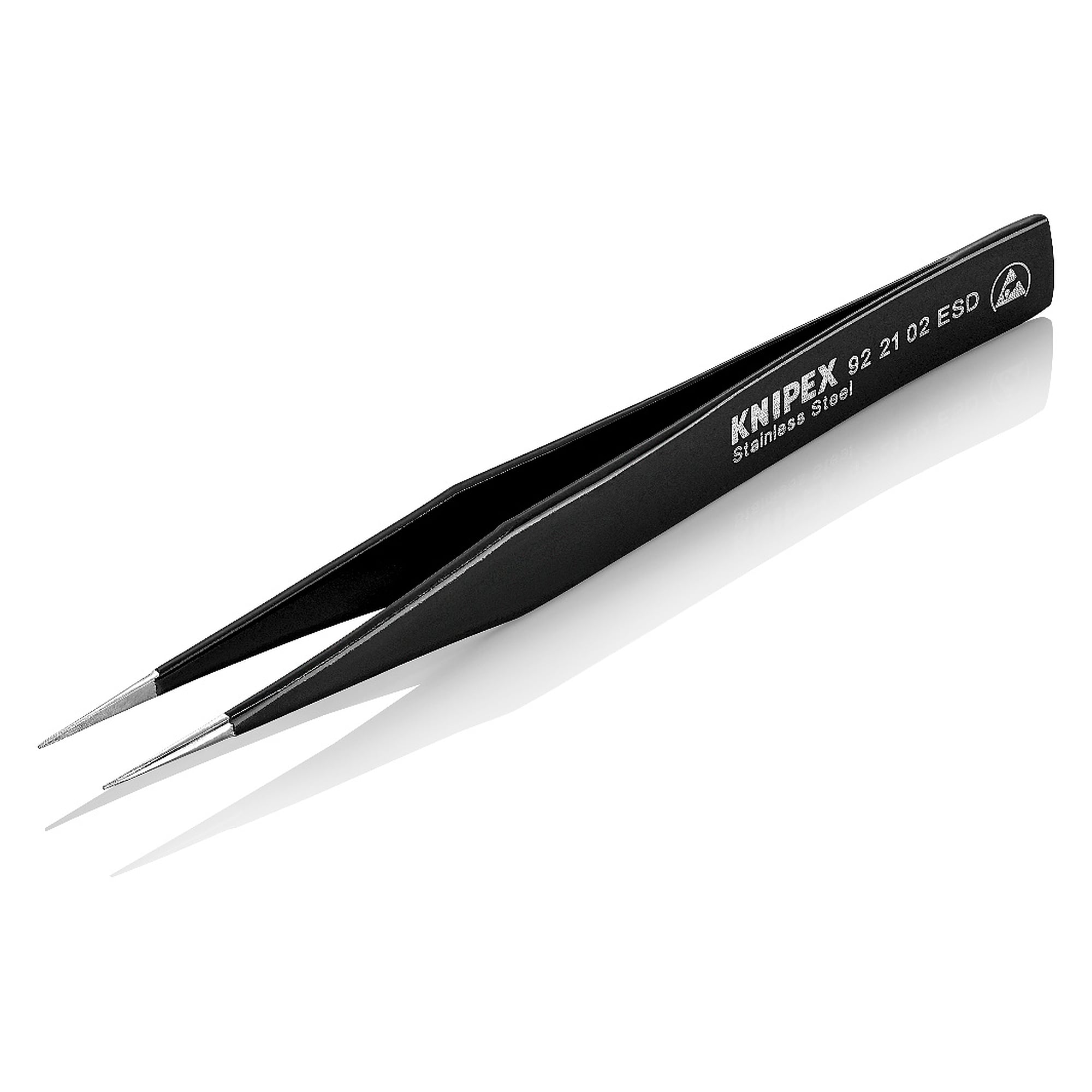 Universalpinzette ESD gerade, spitz, Spitzenbreite 0,3 mm, Edelstahl, 128 mm