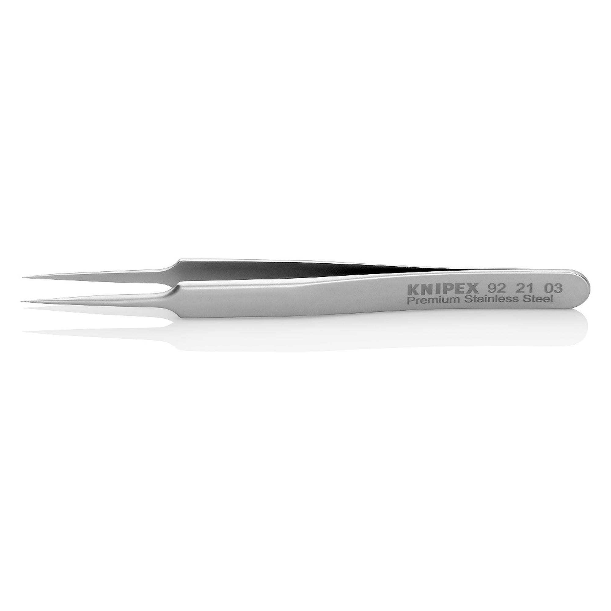 Brucelles de précision pour la mécanique fine, droites, pointe aiguille 0,06 mm, acier inoxydable Premium, 110 mm