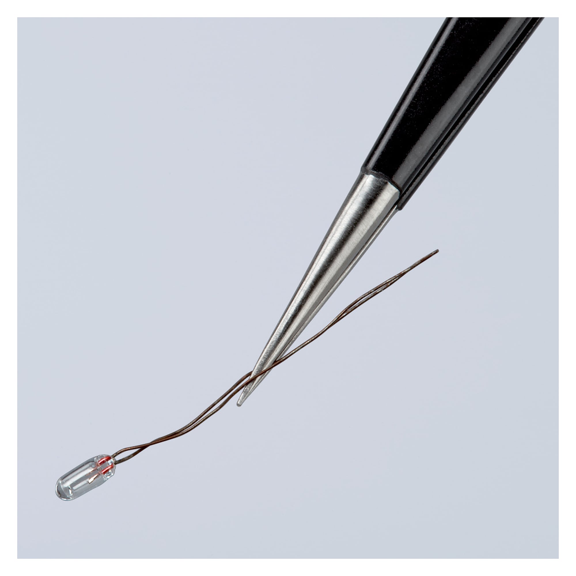 Brucelles universelles ESD droites, pointe aiguille 0,2 mm, acier inoxydable, 140 mm
