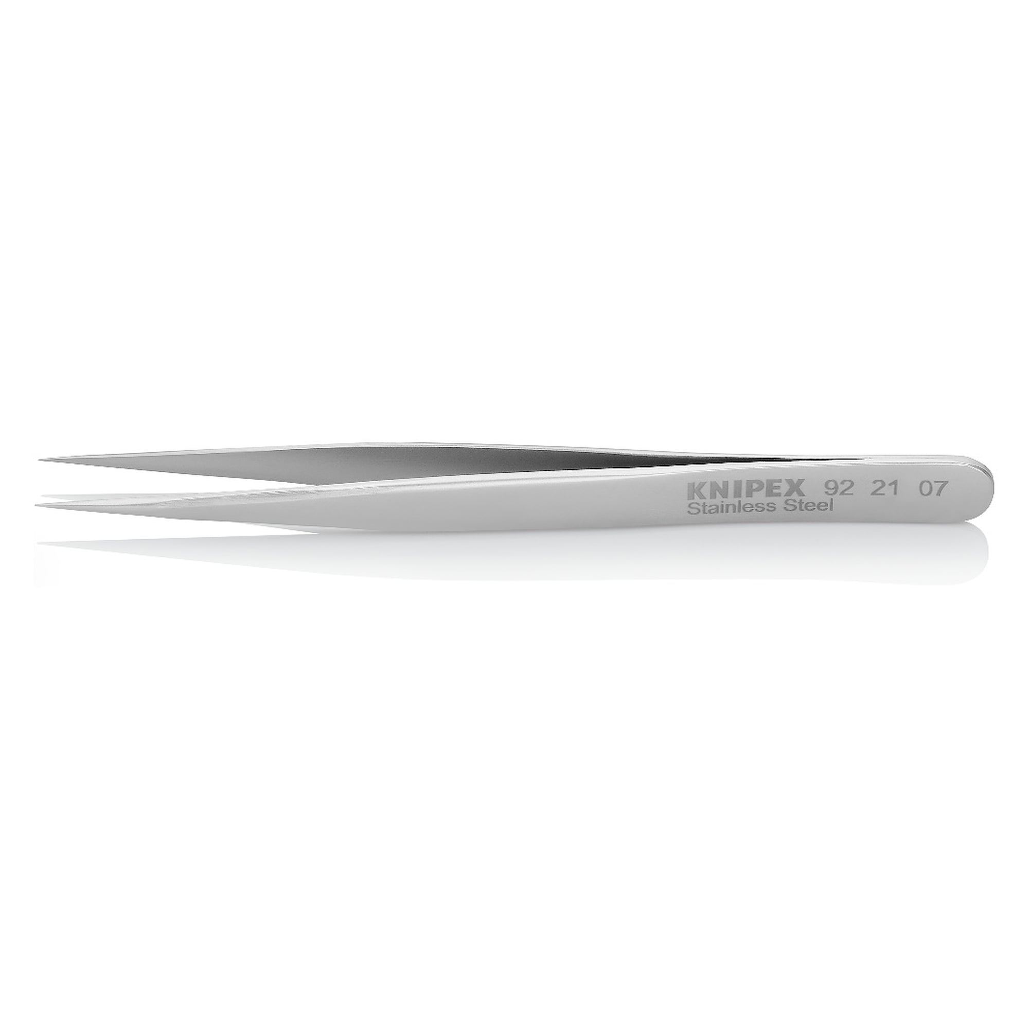 Brucelles universelles droites, pointe aiguille 0,2 mm, acier inoxydable, 110 mm