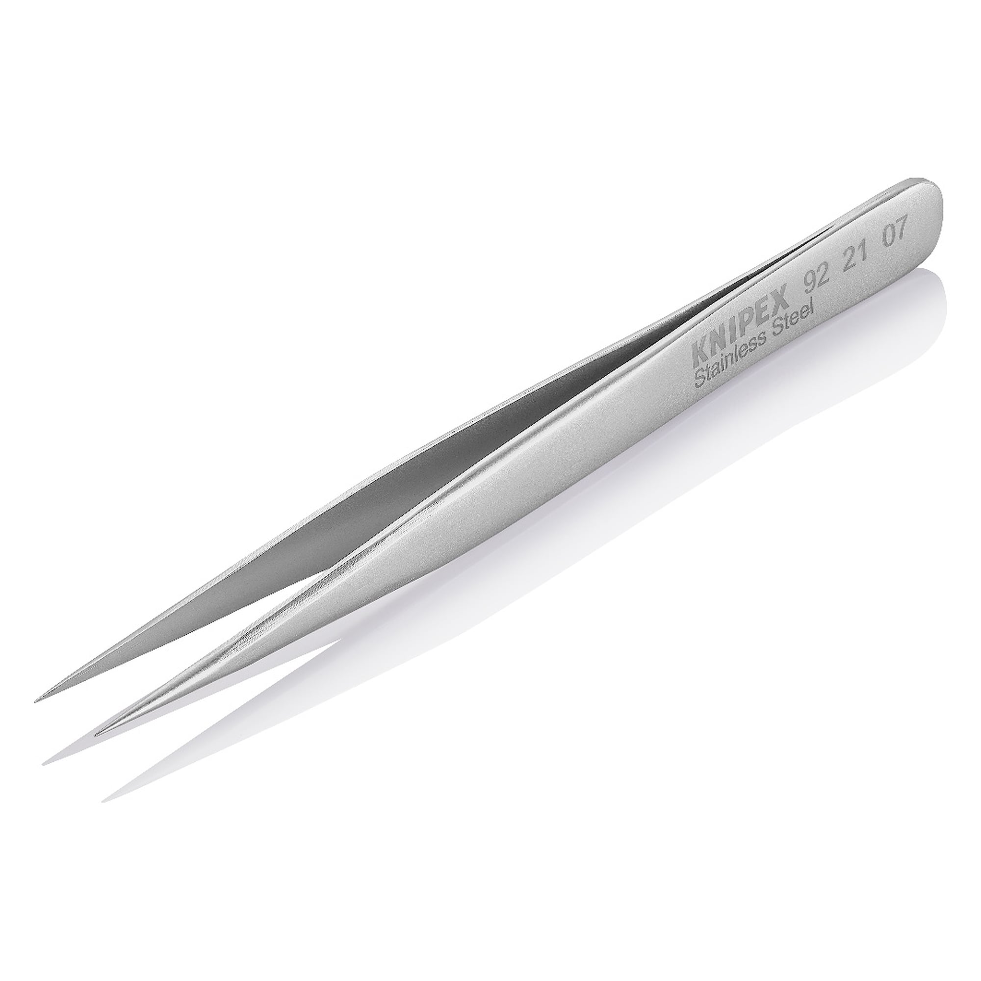 Brucelles universelles droites, pointe aiguille 0,2 mm, acier inoxydable, 110 mm