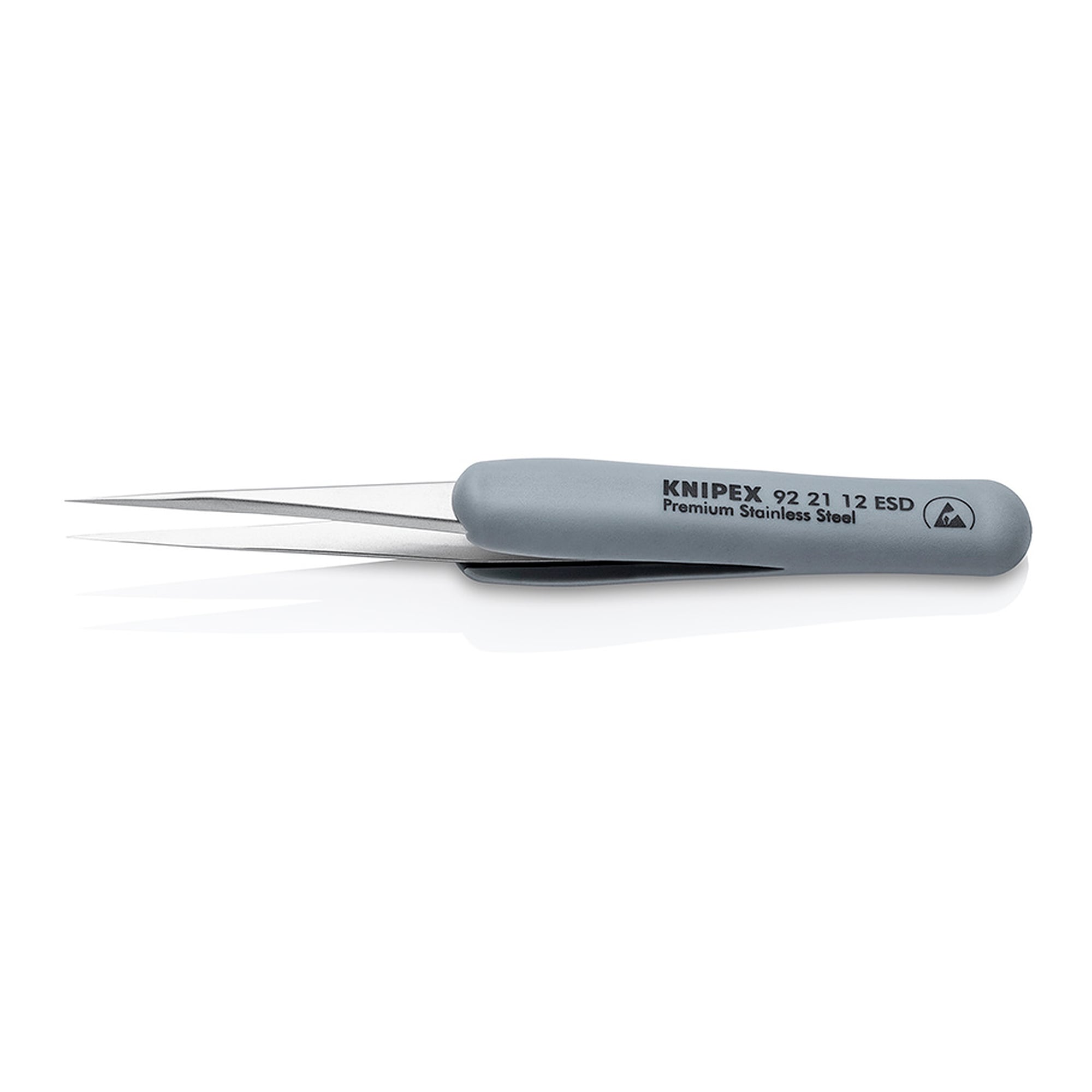 Brucelles de précision ESD à poignées gainées, droites, pointes aiguilles de 0,12 mm, 112 mm