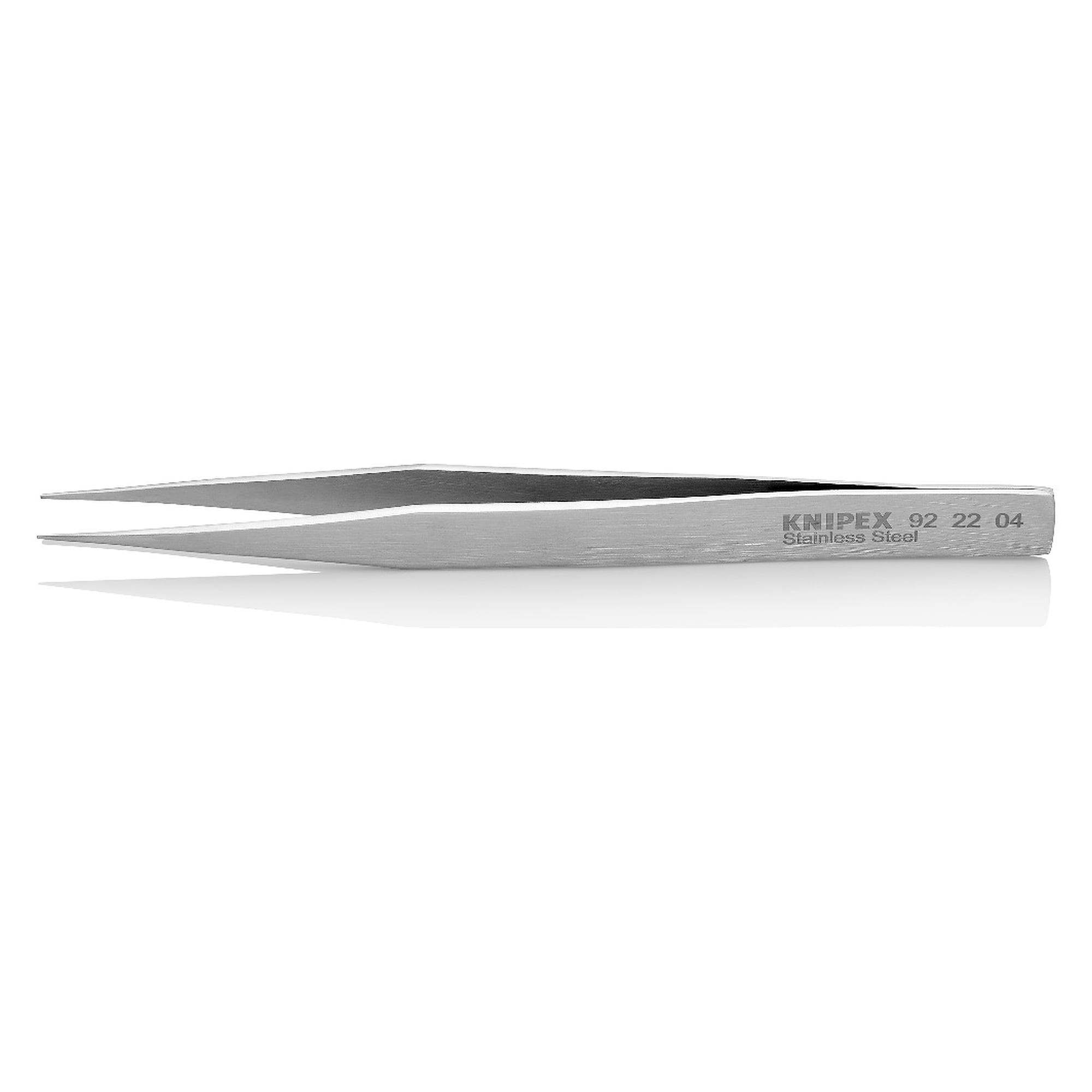 Brucelles universelles droites à pointes fines en acier inoxydable, pointe 0,3 mm, 128 mm