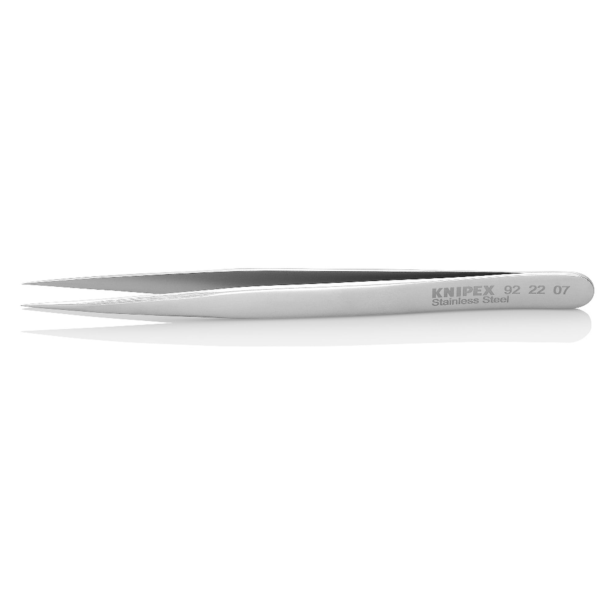 Präzisionsfeinmechanikpinzette, gerade, nadelspitz 0,2 mm, Edelstahl, 125 mm