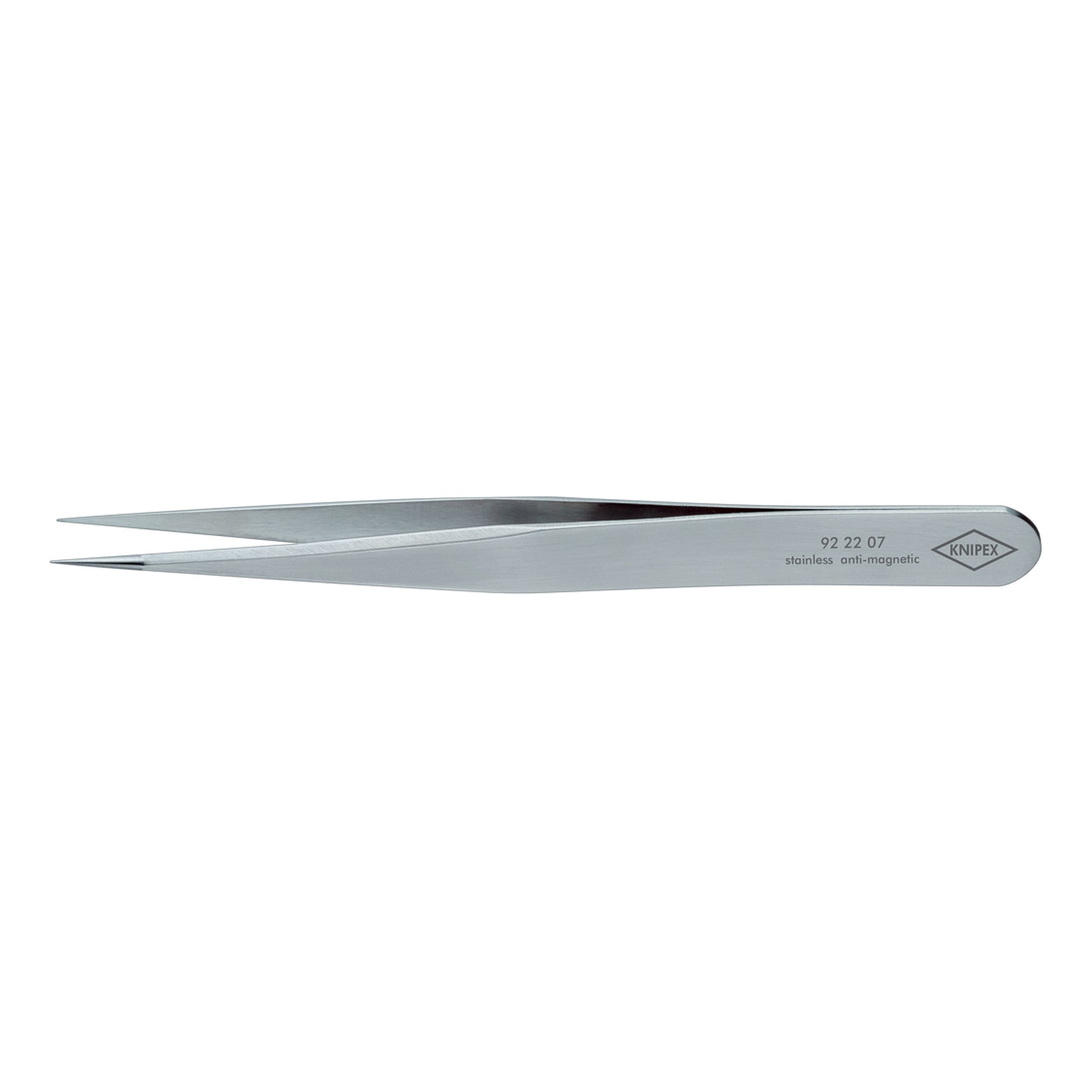 Präzisionsfeinmechanikpinzette, gerade, nadelspitz 0,2 mm, Edelstahl, 125 mm