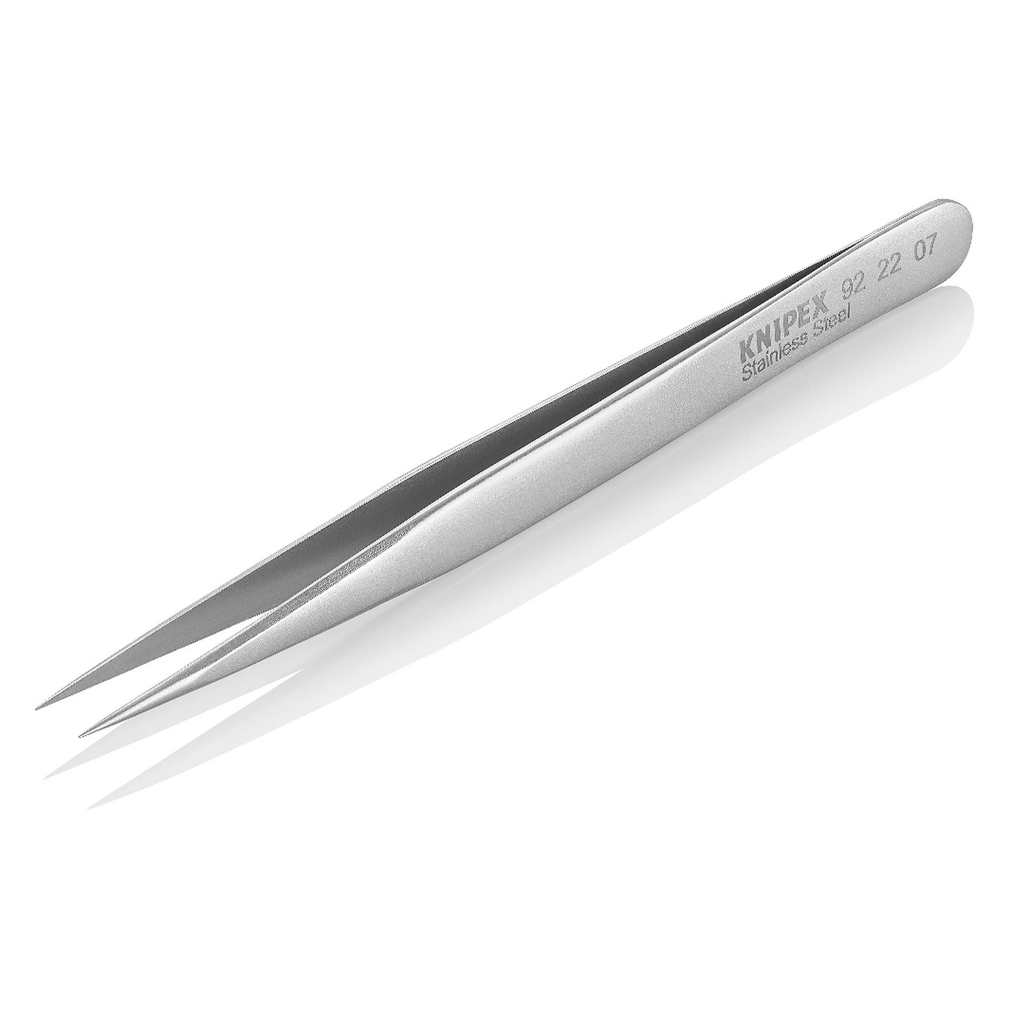 Präzisionsfeinmechanikpinzette, gerade, nadelspitz 0,2 mm, Edelstahl, 125 mm