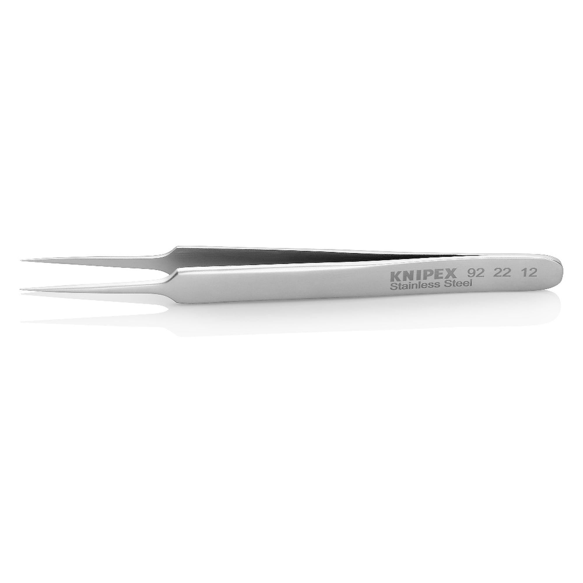 Precision tweezers for fine mechanics, needle-pointed, straight, 0.2 mm tips, 110 mm