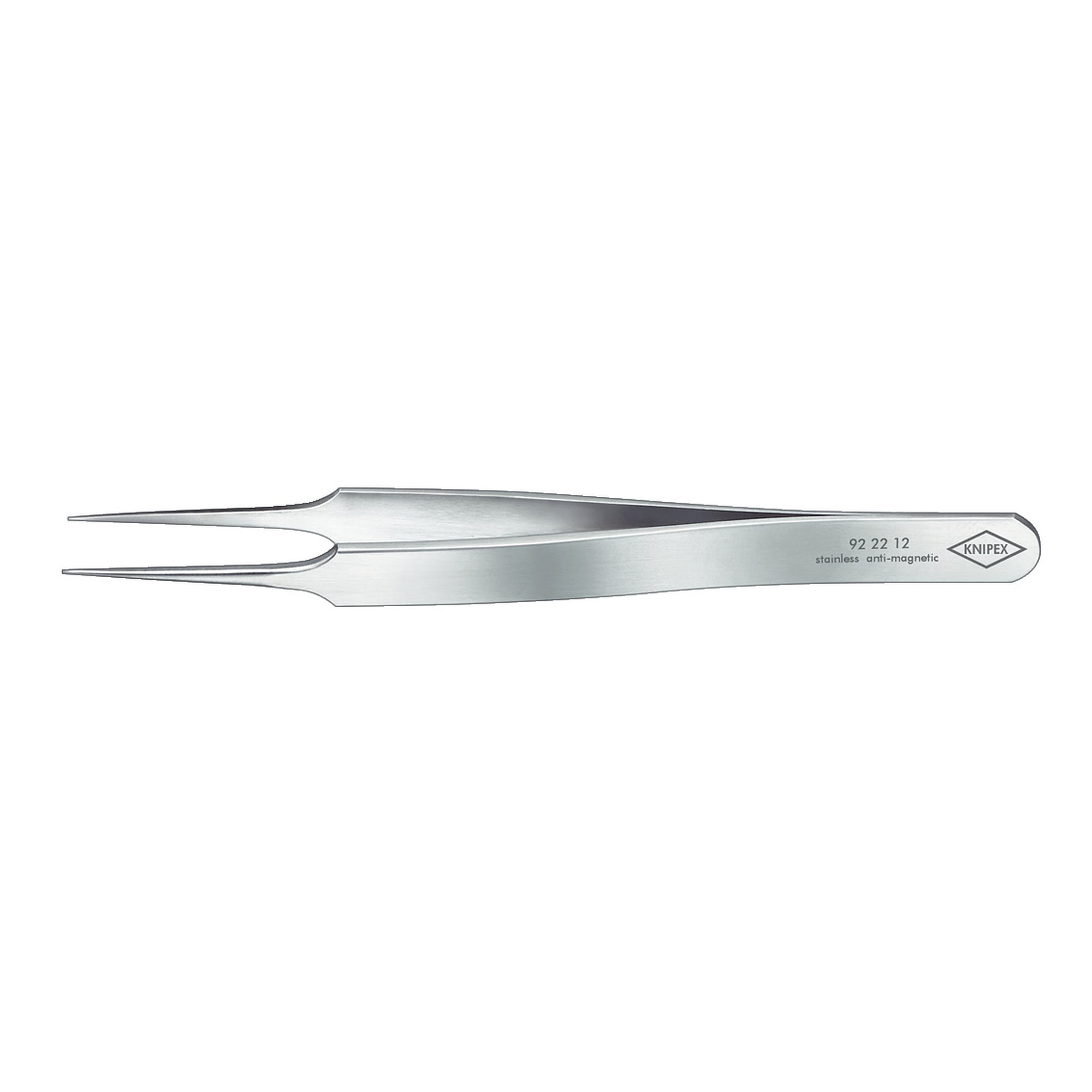 Precision tweezers for fine mechanics, needle-pointed, straight, 0.2 mm tips, 110 mm