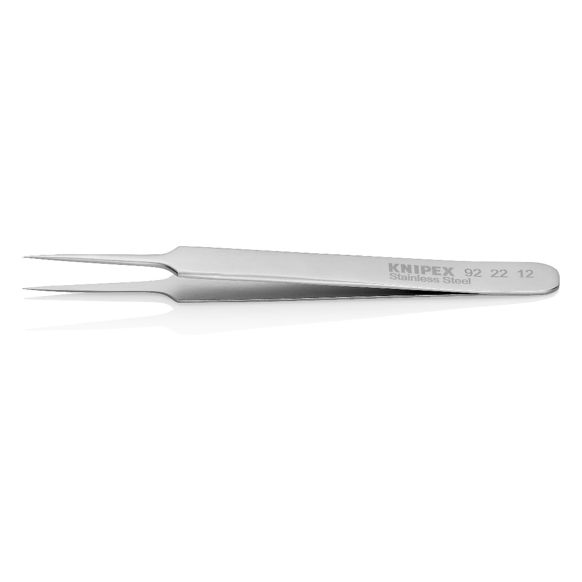 Precision tweezers for fine mechanics, needle-pointed, straight, 0.2 mm tips, 110 mm