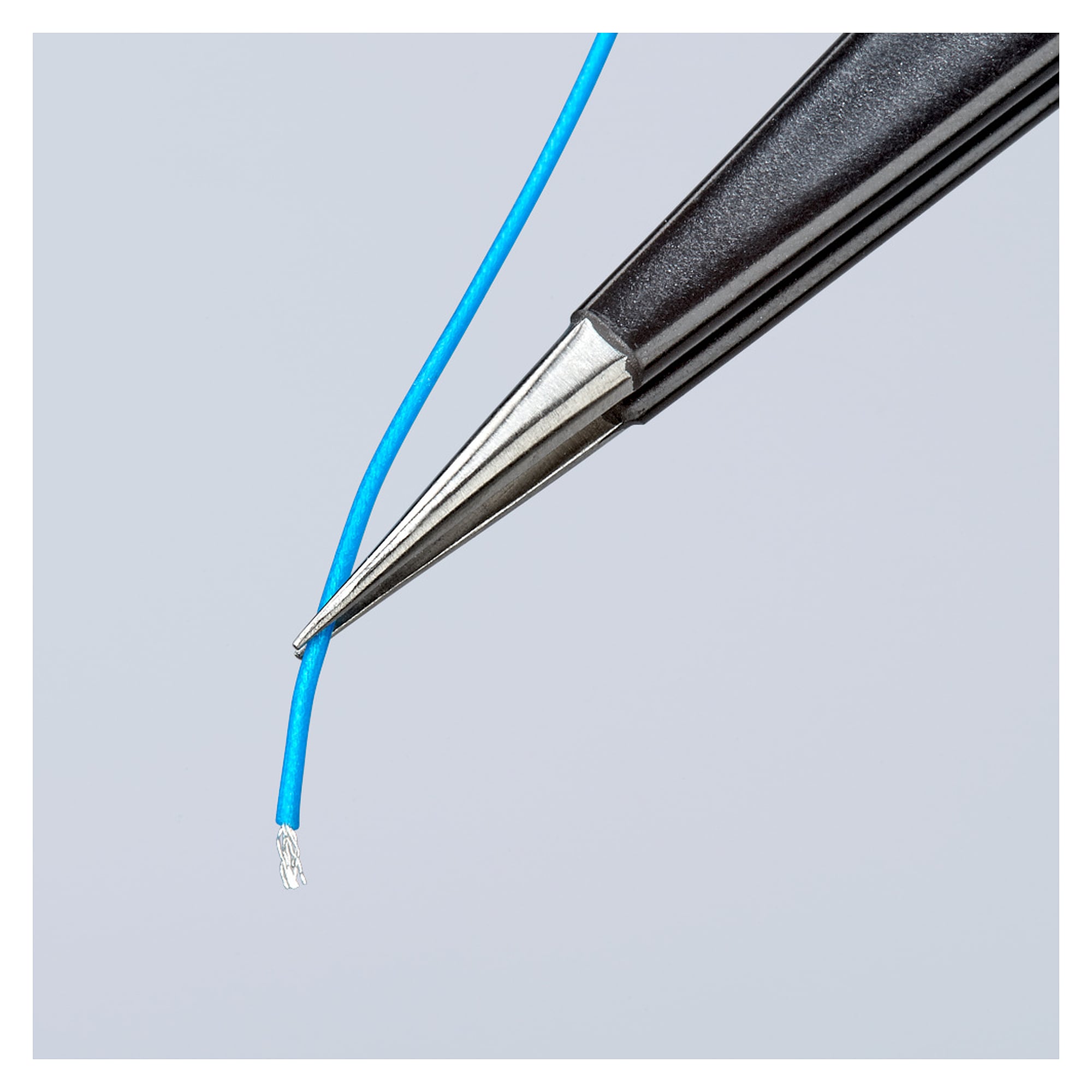 Brucelles universelles ESD, droites, pointes de 0,2 mm, acier inoxydable, 110 mm