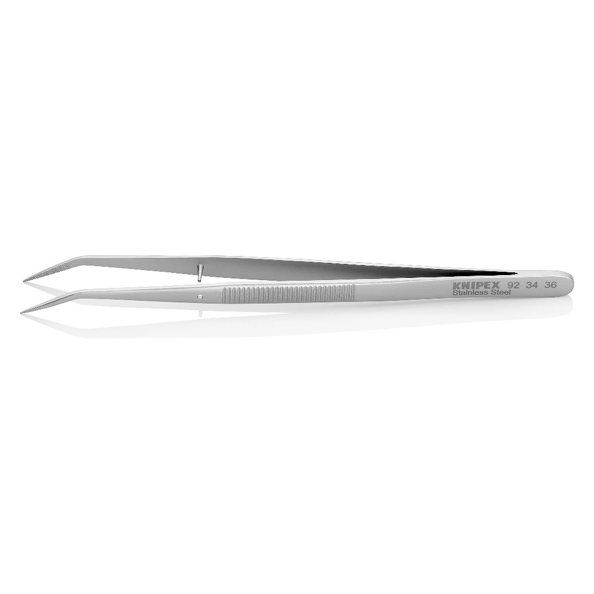 Brucelles de précision pour la mécanique fine, coudées 25 degrés, pointes 0,5 mm, 152 mm