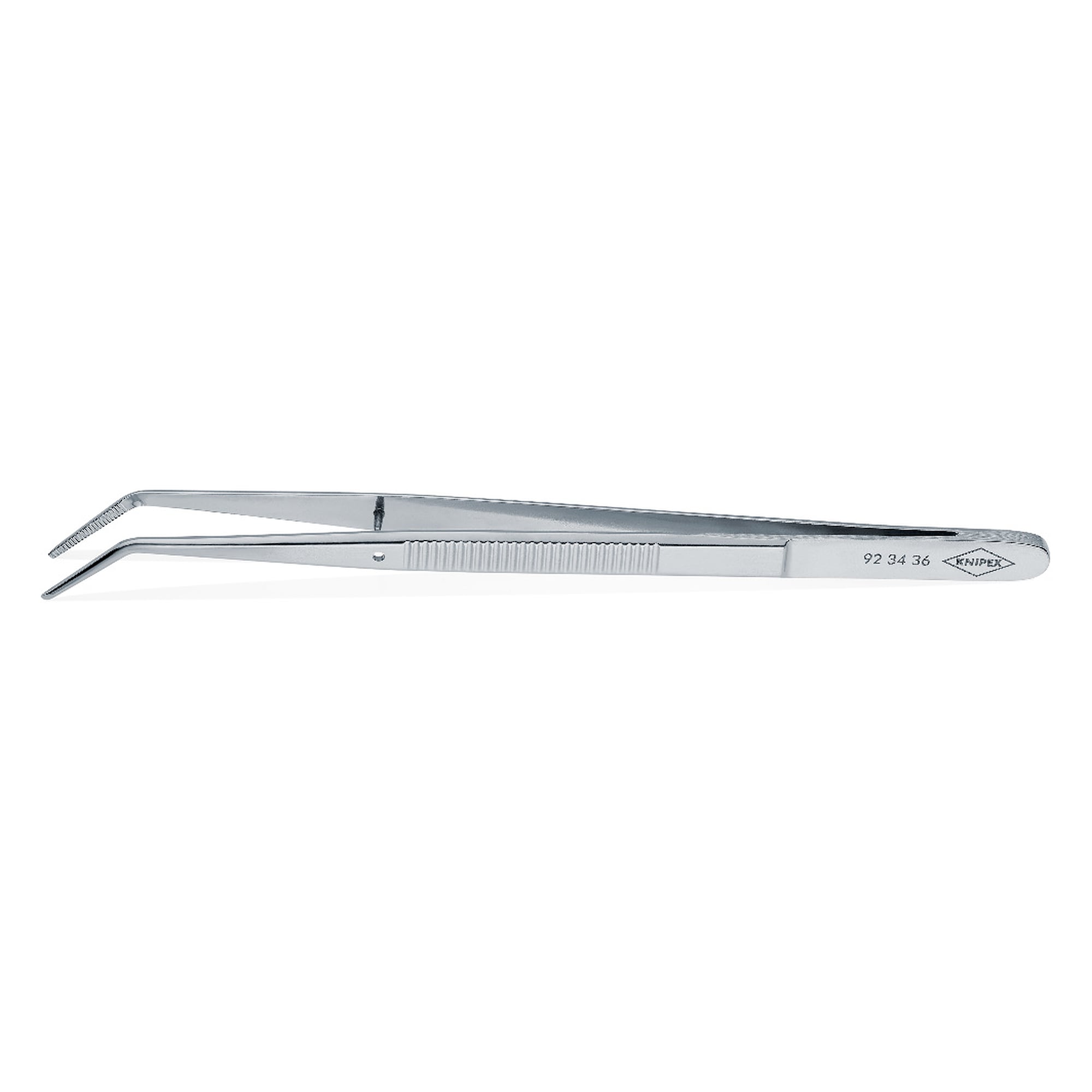 Brucelles de précision pour la mécanique fine, coudées 25 degrés, pointes 0,5 mm, 152 mm