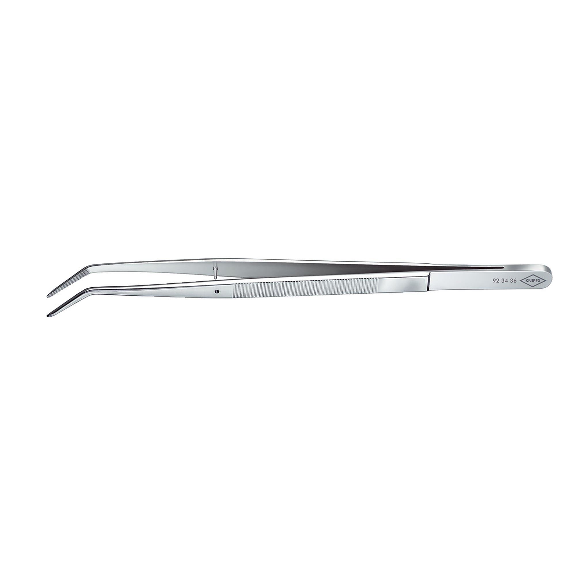 Brucelles de précision pour la mécanique fine, coudées 25 degrés, pointes 0,5 mm, 152 mm