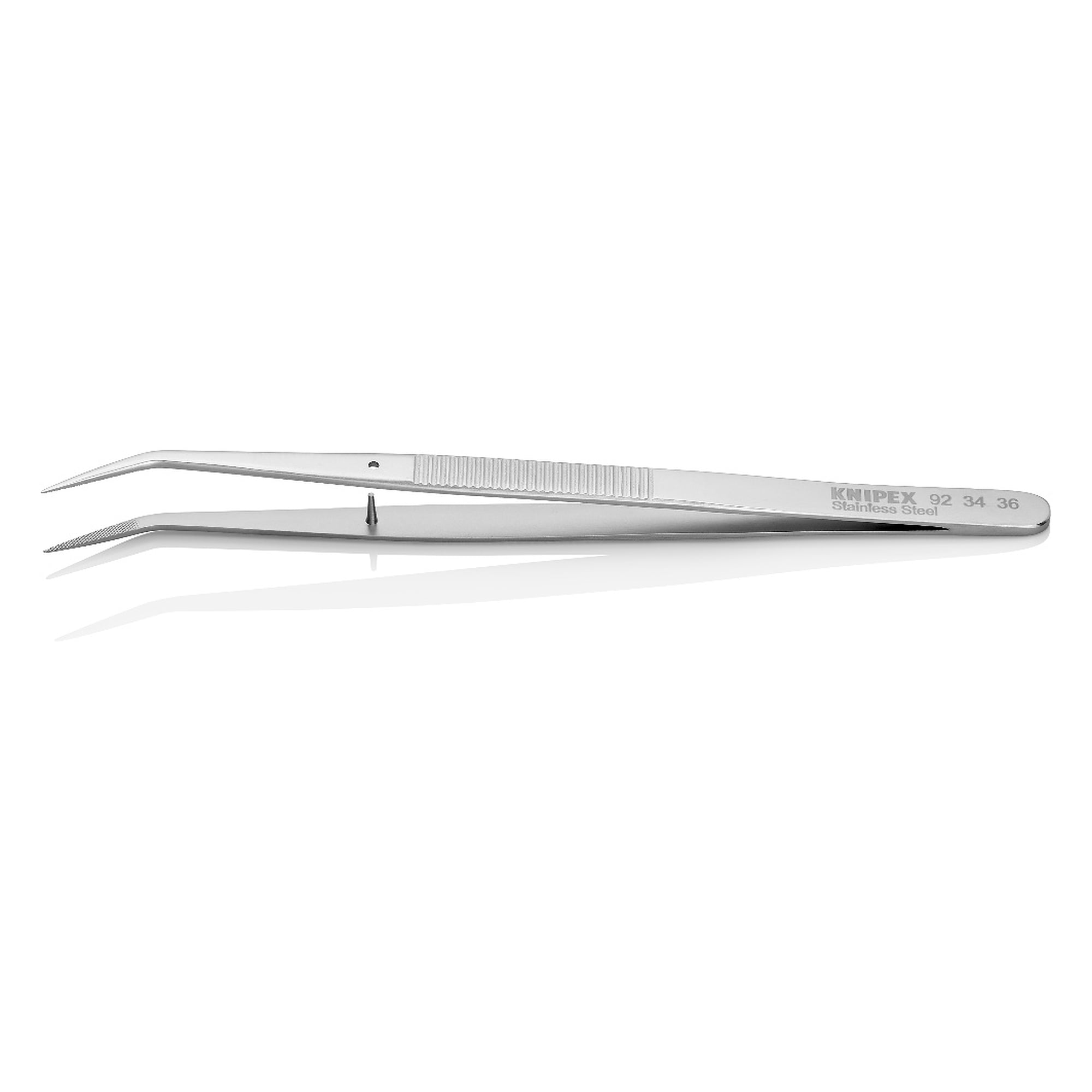 Brucelles de précision pour la mécanique fine, coudées 25 degrés, pointes 0,5 mm, 152 mm