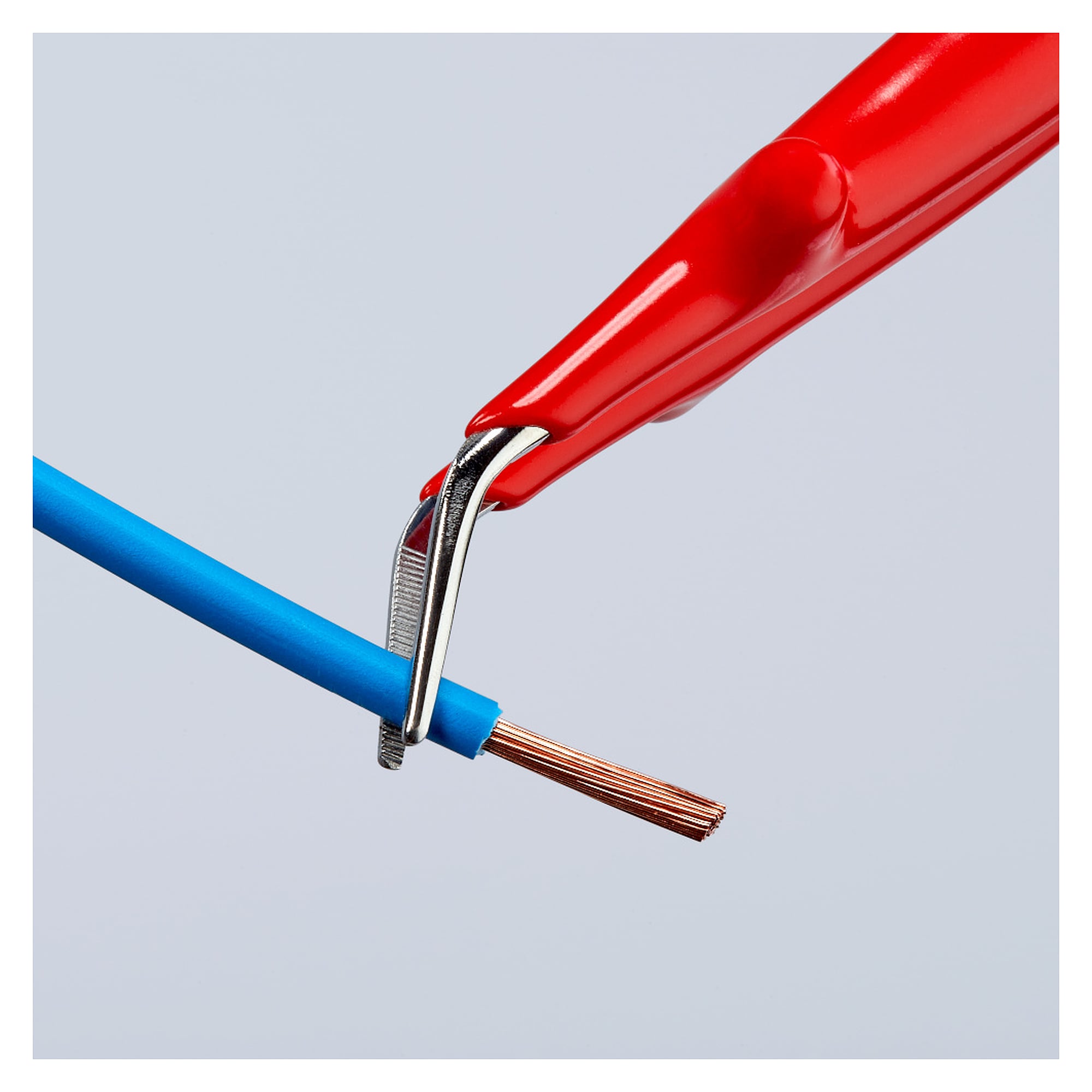 Universal tweezers insulated up to 1000 V, angled 30°, stainless steel, 148 mm