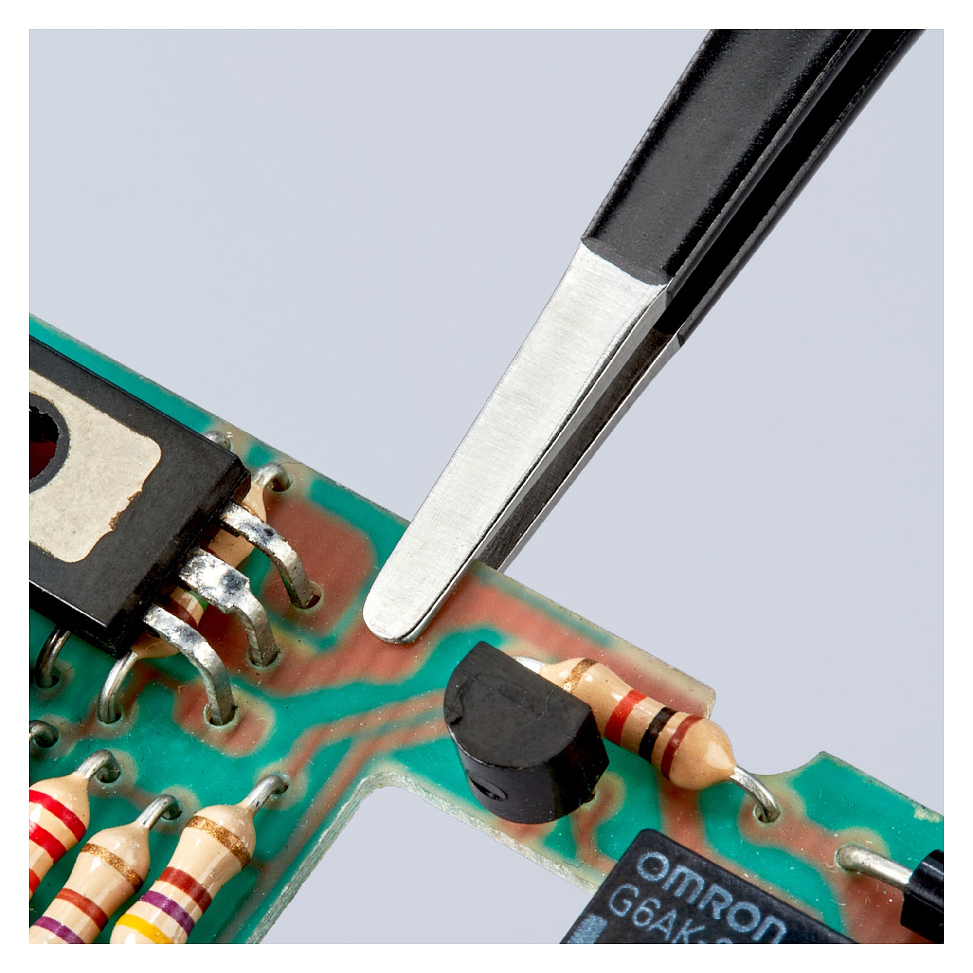 Brucelles universelles ESD, droites, pointes rondes jusqu'à 2 mm, acier inoxydable, 118 mm