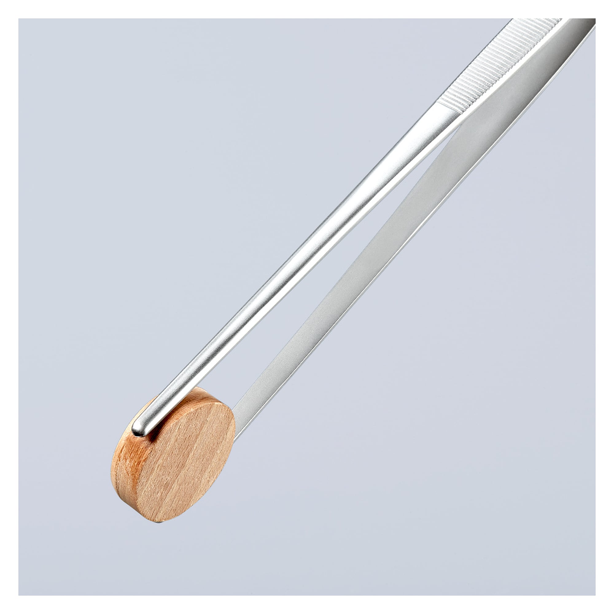 Universal tweezers straight with blunt tips, serrated gripping surfaces, stainless steel, 300 mm