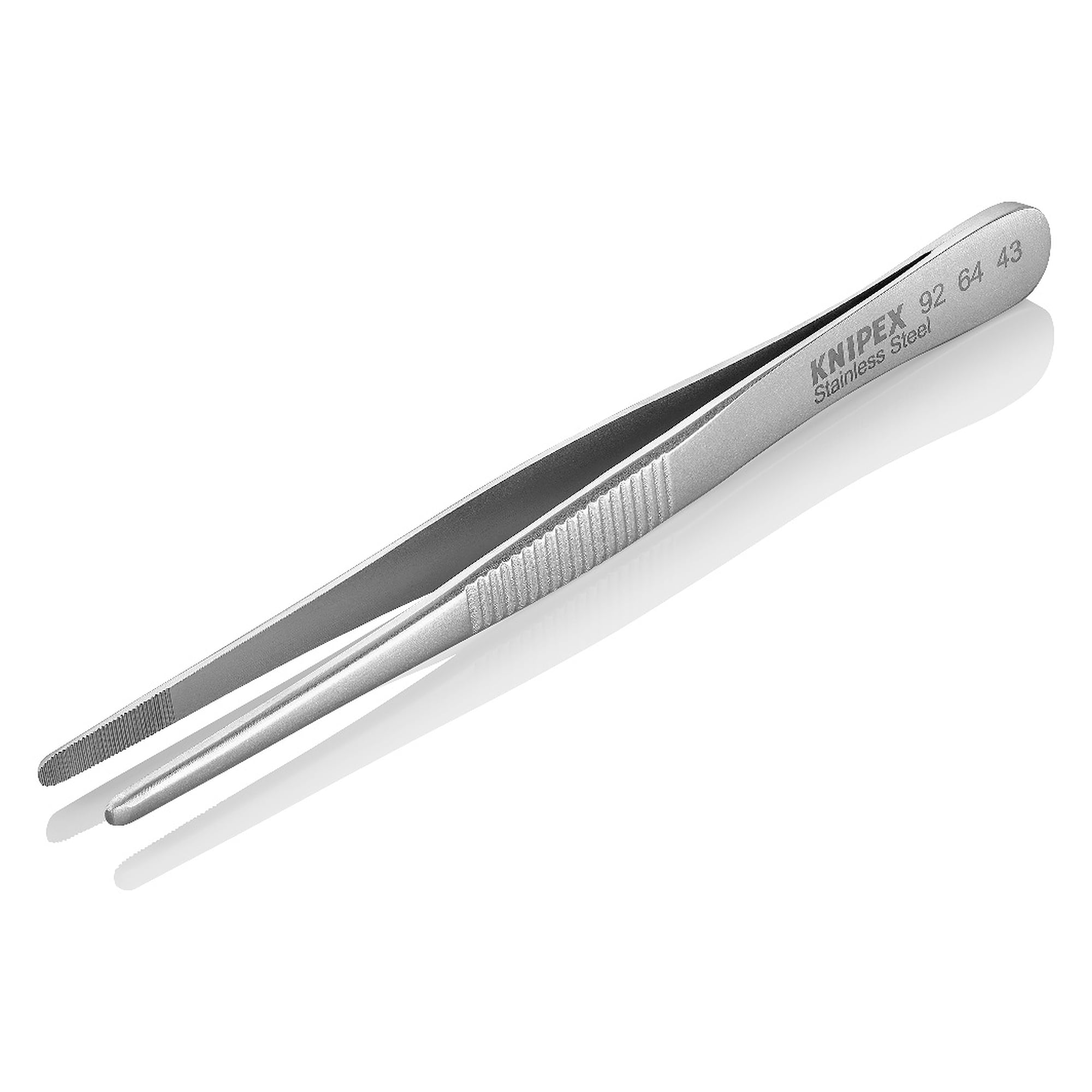 Universalpinzette stumpfe Form, gezahnte Greifflächen, Edelstahl, Spitze 2,7 mm, 120 mm