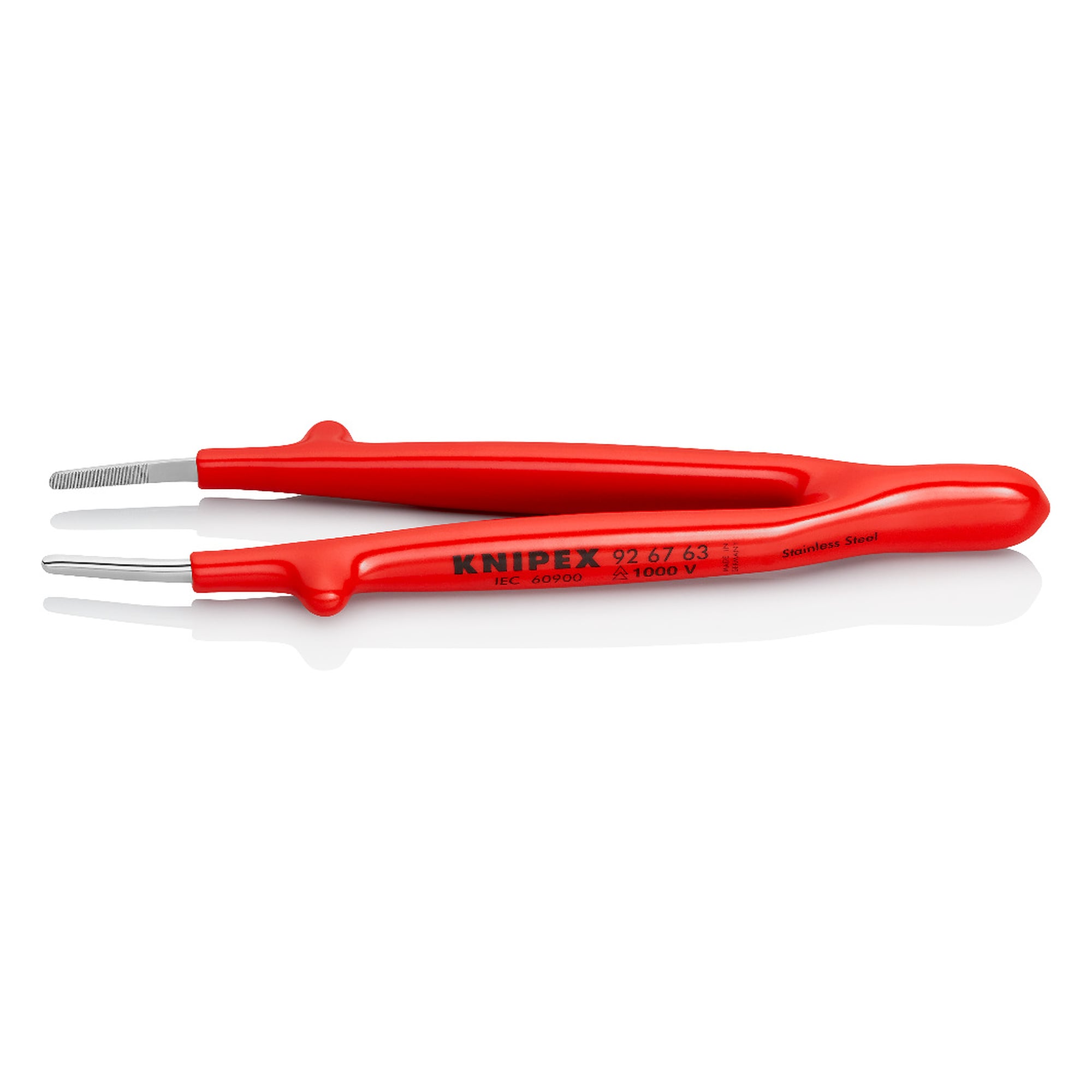 Universal tweezers insulated up to 1000 V, straight, stainless steel, 145 mm