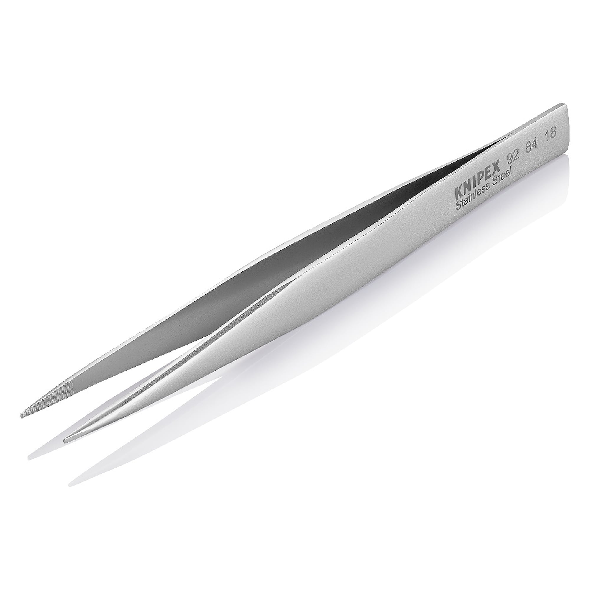 Universal tweezers straight, blunt tips 0.5 mm, smooth handles, stainless steel, 125 mm