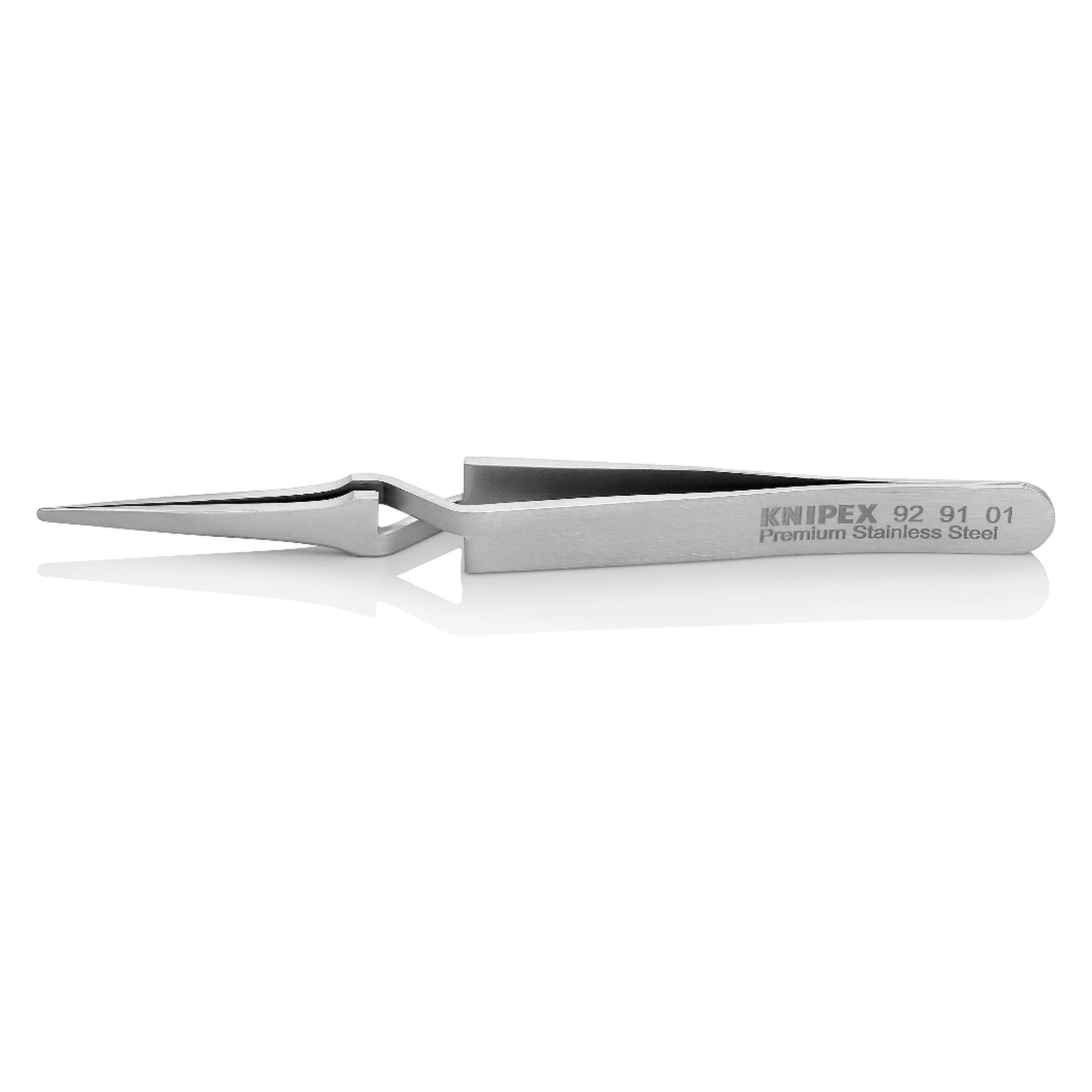 Universal cross-over tweezers straight, blunt 1.9 mm tips, premium stainless steel, 120 mm