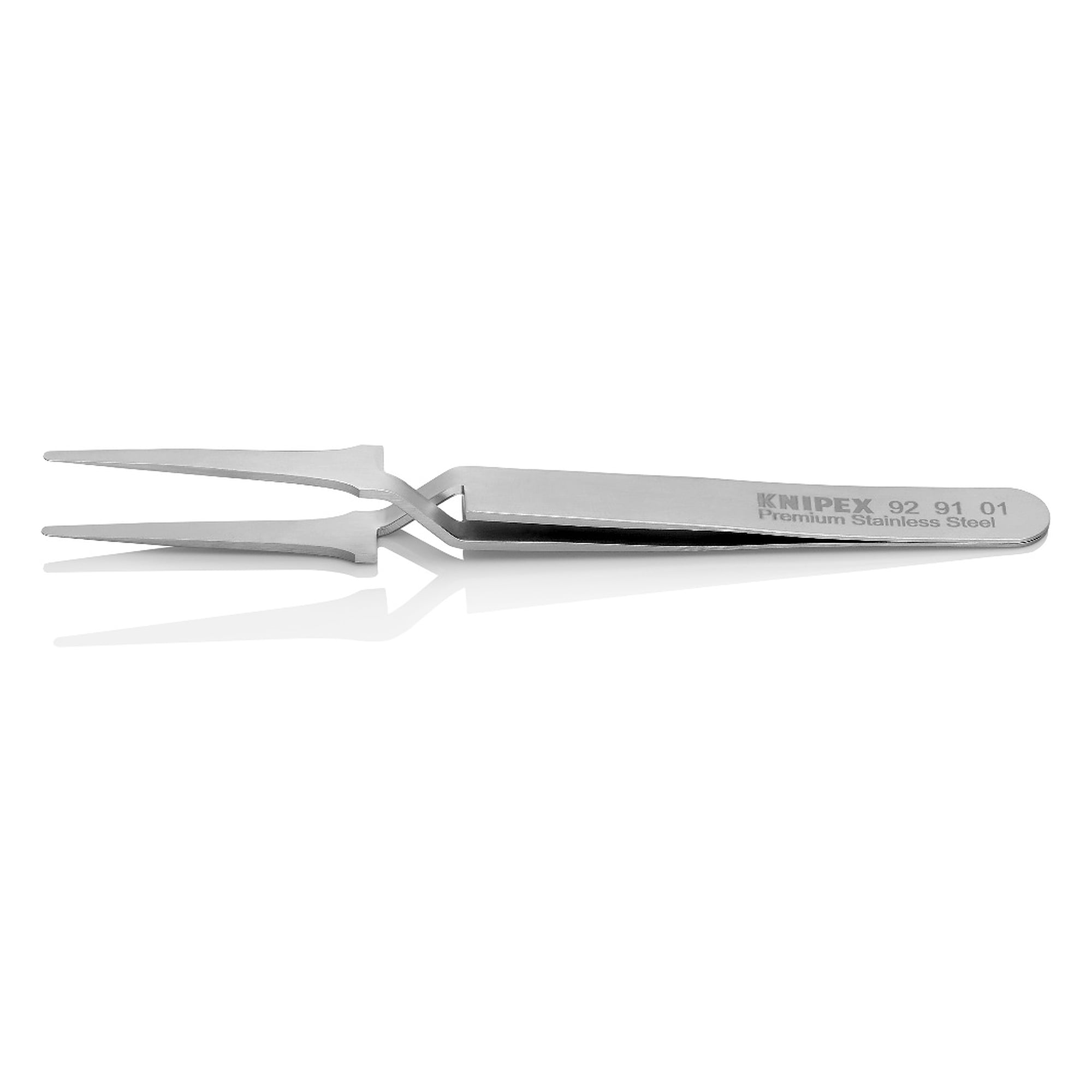 Universal cross-over tweezers straight, blunt 1.9 mm tips, premium stainless steel, 120 mm